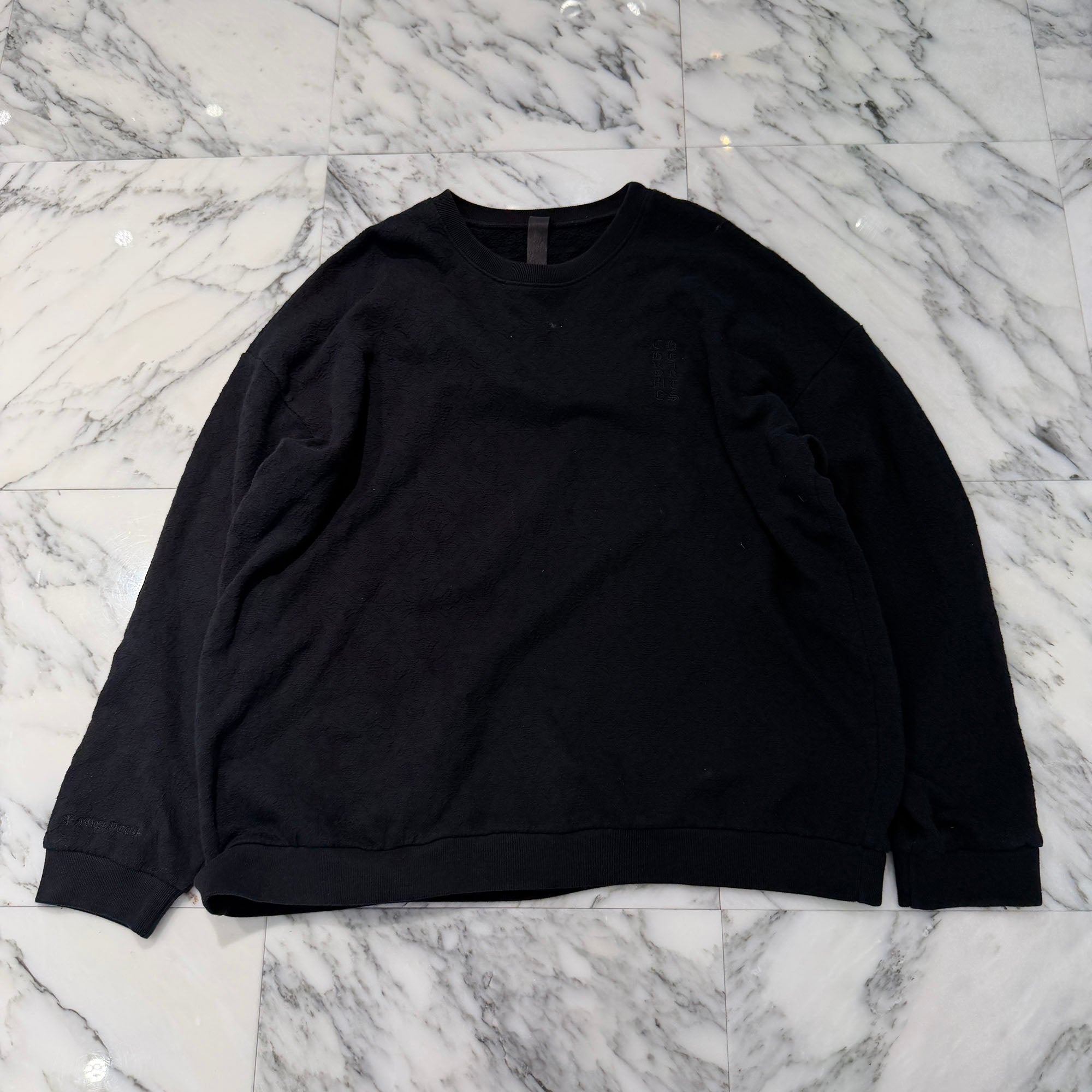 CHROME HEARTS Y NOT Vertical Logo Embroidery CH Plus Sweat Shirt Size XL クロムハーツ ワイノット ヴァーティカルロゴ刺繍 CHプラス総柄 スウェットシャツ Tシャツ サイズXL