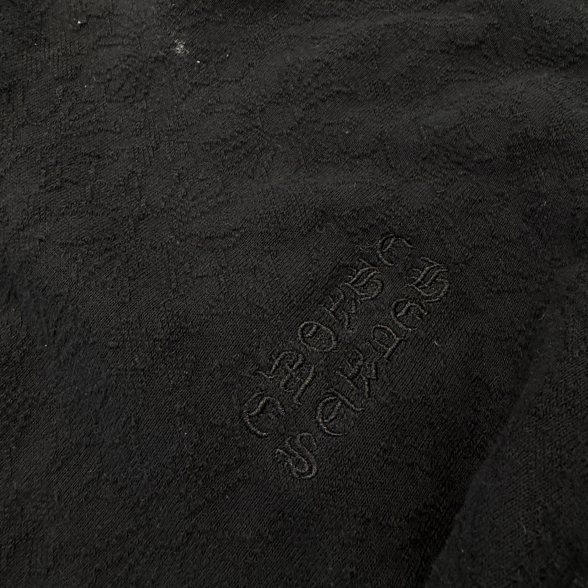 CHROME HEARTS Y NOT Vertical Logo Embroidery CH Plus Sweat Shirt Size XL クロムハーツ ワイノット ヴァーティカルロゴ刺繍 CHプラス総柄 スウェットシャツ Tシャツ サイズXL