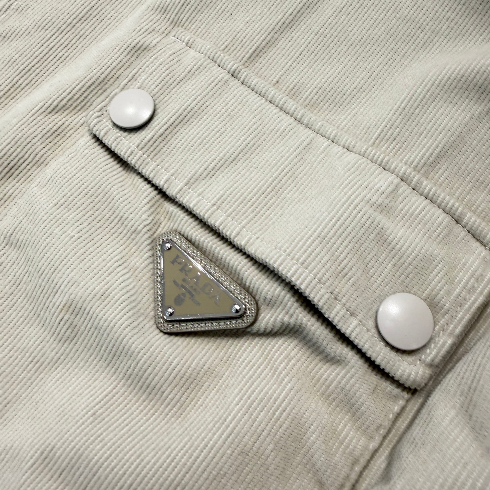 PRADA 2023AW Triangle Logo Pinweil Corduroy Shirt Jacket SC556 S221 1JHC Size S プラダ トライアングルロゴプレート ピンウェール コーデュロイ シャツ ジャケット サイズS