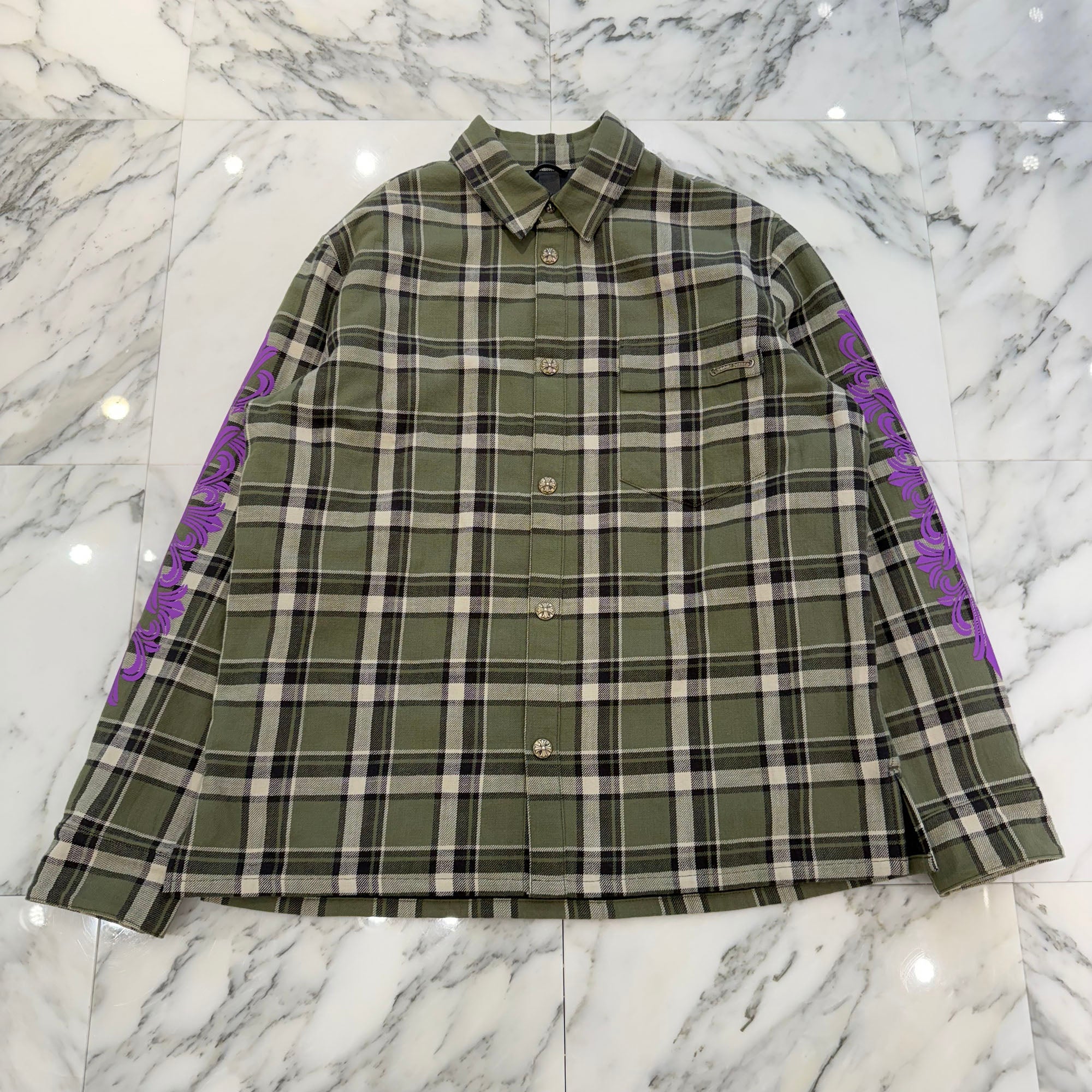 CHROME HEARTS Y NOT WORK DOG Flannel Check Shirt Jacket Size XL クロムハーツ ワイノット ワークドッグ フランネル チェック シャツジャケット サイズXL