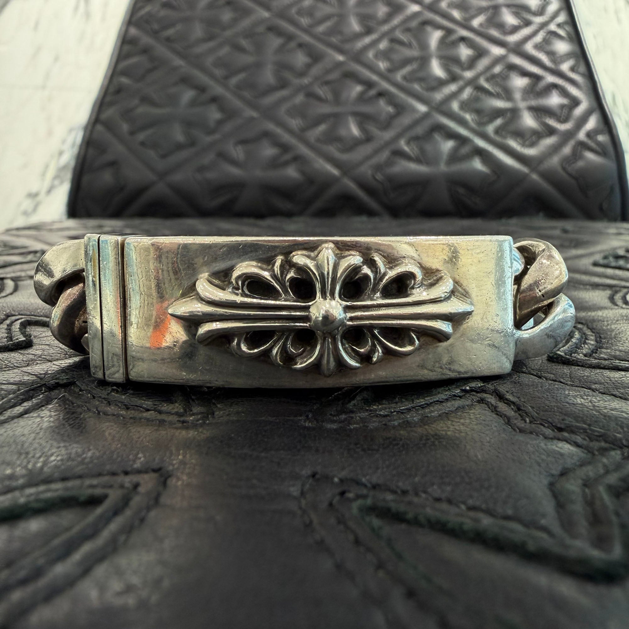 CHROME HEARTS ID Floral Cross Bracelet 12LINK クロムハーツ ID フローラルクロス ブレスレット 12リンク
