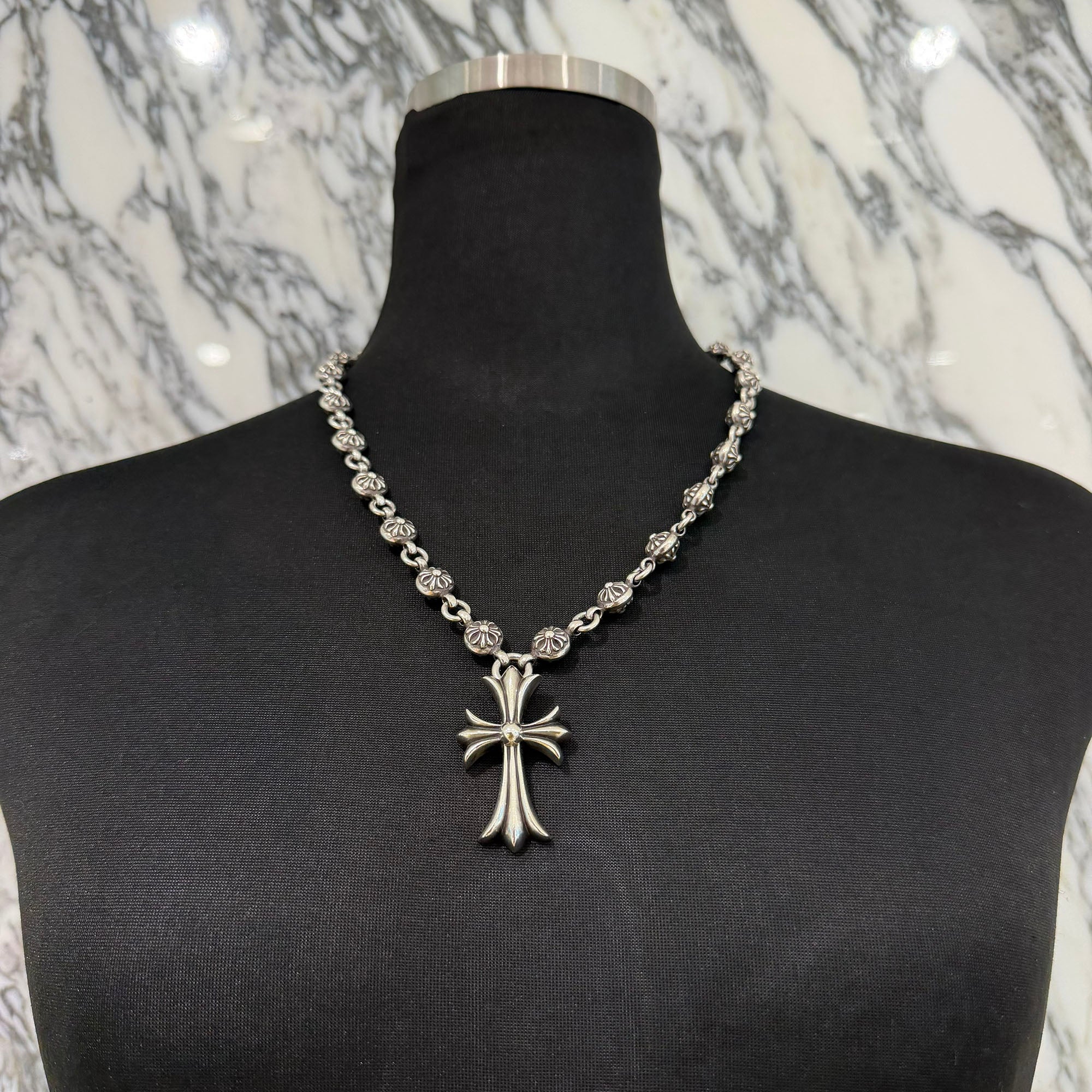 CHROME HEARTS CH Cross Pendant Small with Cross Ball Necklace クロムハーツ CHクロス ペンダント スモール ウィズ クロスボール ネックレス