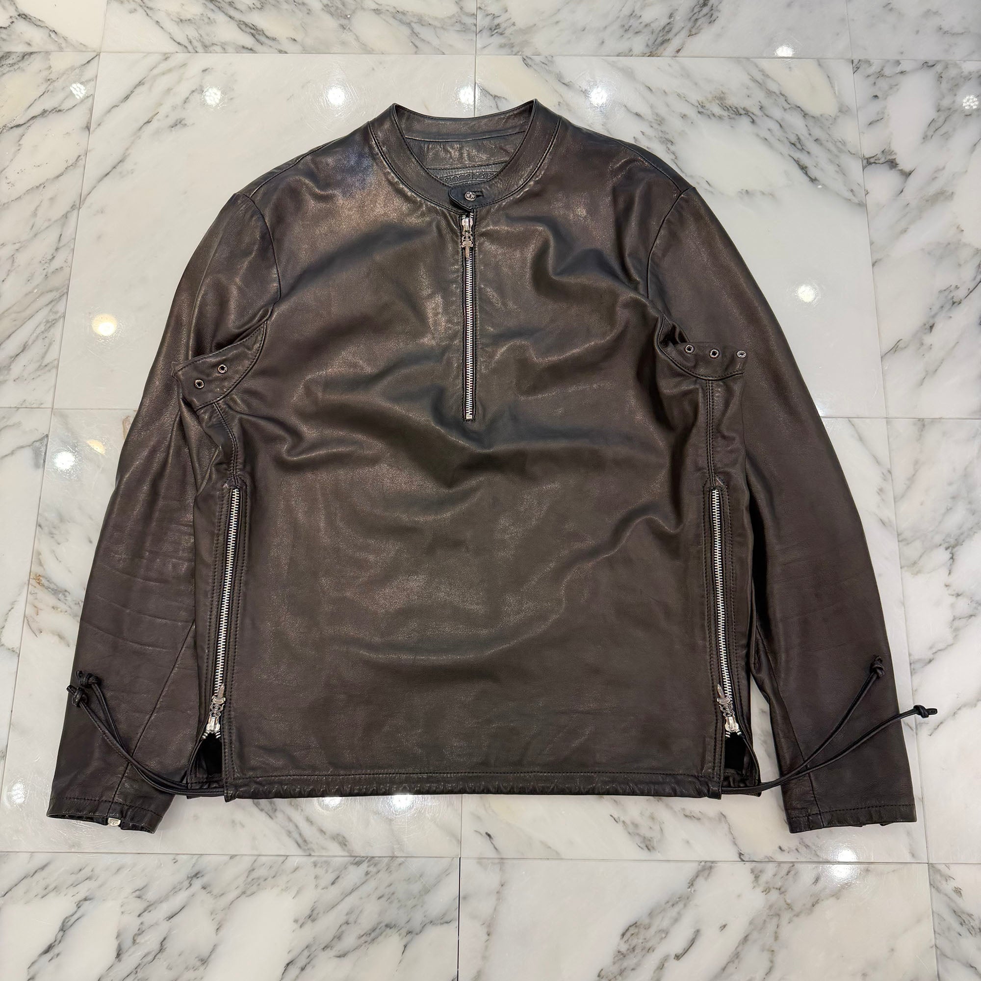 CHROME HEARTS EZ RIDER Half Zip Leather Jacket Size M クロムハーツ イージーライダー ハーフジップ レザージャケット サイズM