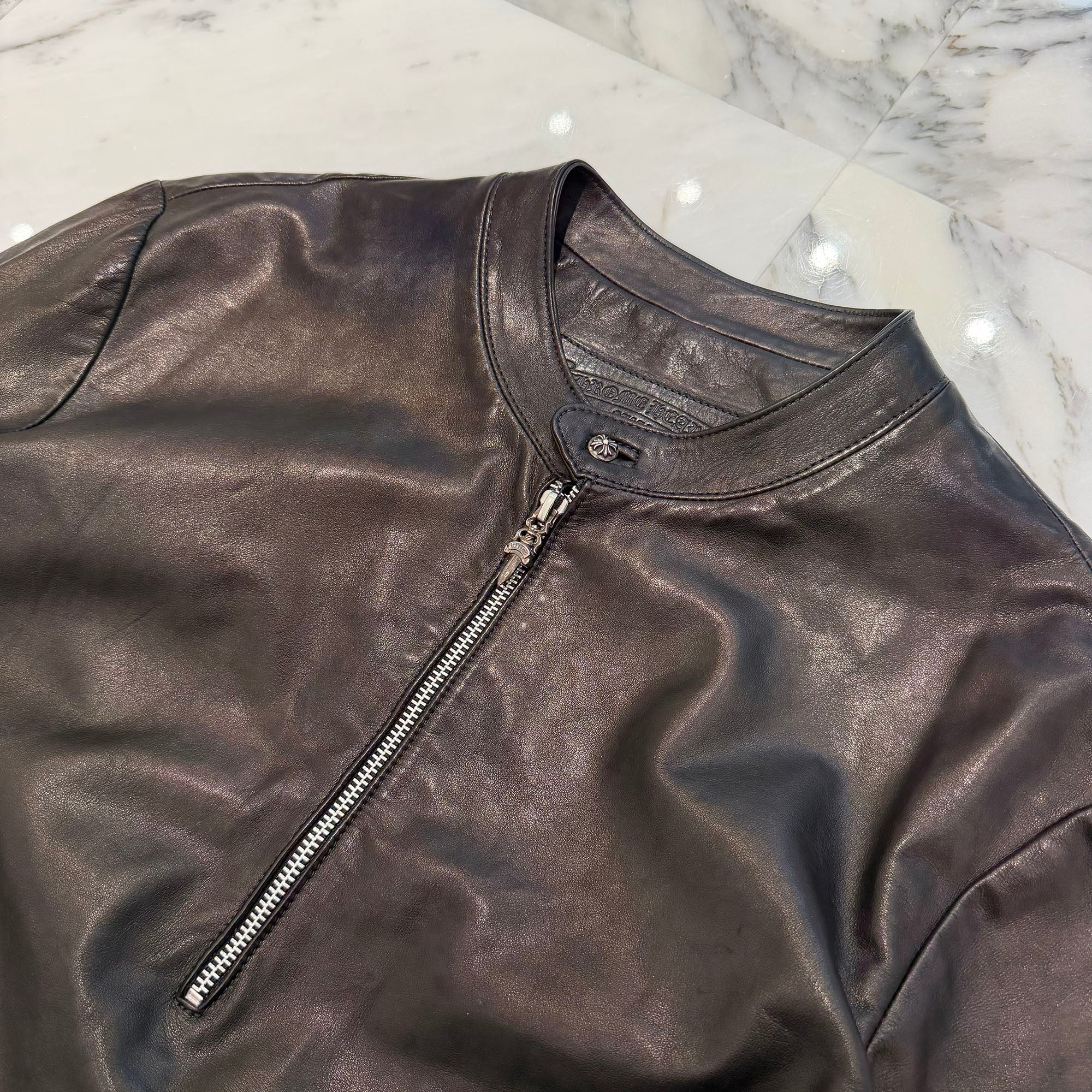 CHROME HEARTS EZ RIDER Half Zip Leather Jacket Size M クロムハーツ イージーライダー ハーフジップ レザージャケット サイズM
