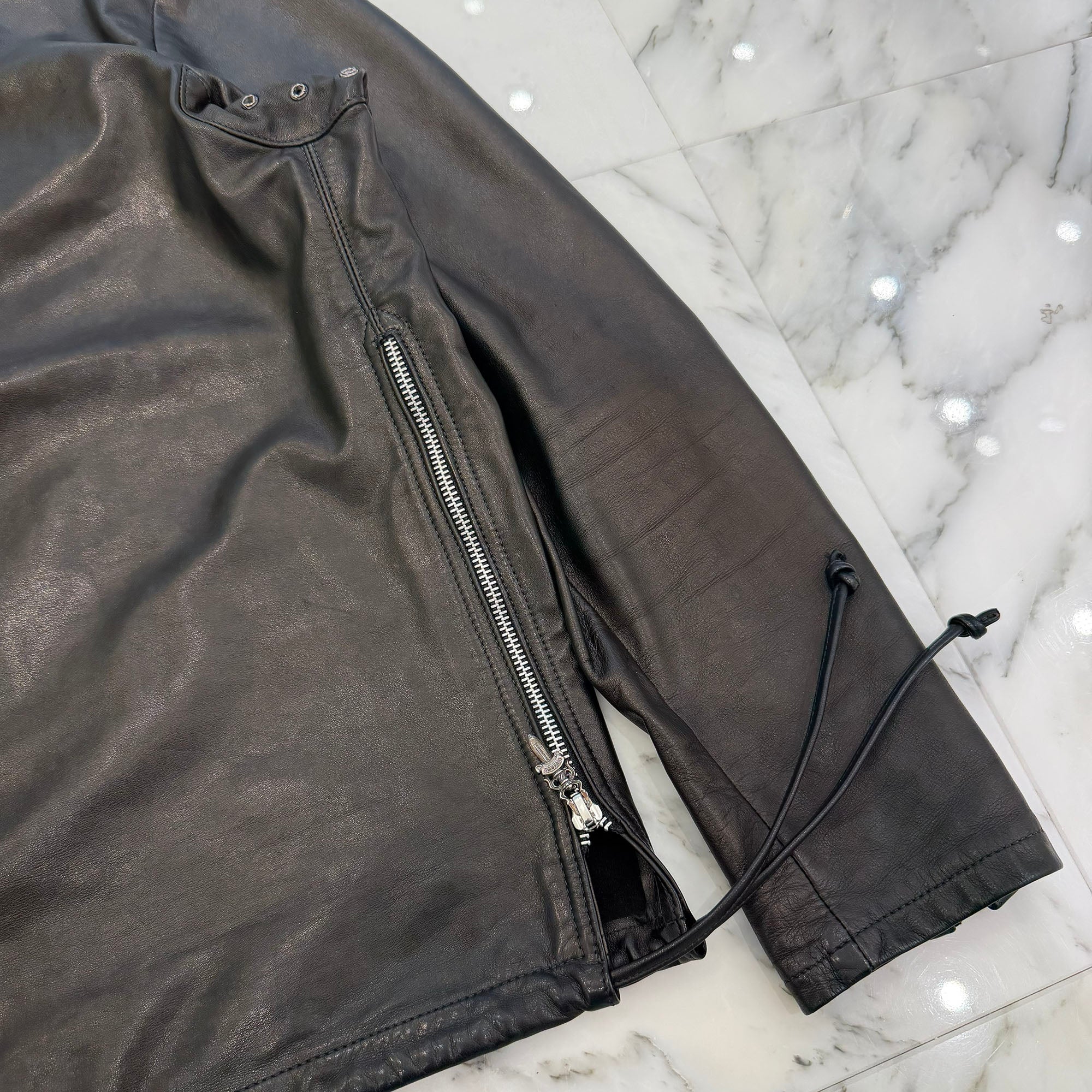 CHROME HEARTS EZ RIDER Half Zip Leather Jacket Size M クロムハーツ イージーライダー ハーフジップ レザージャケット サイズM