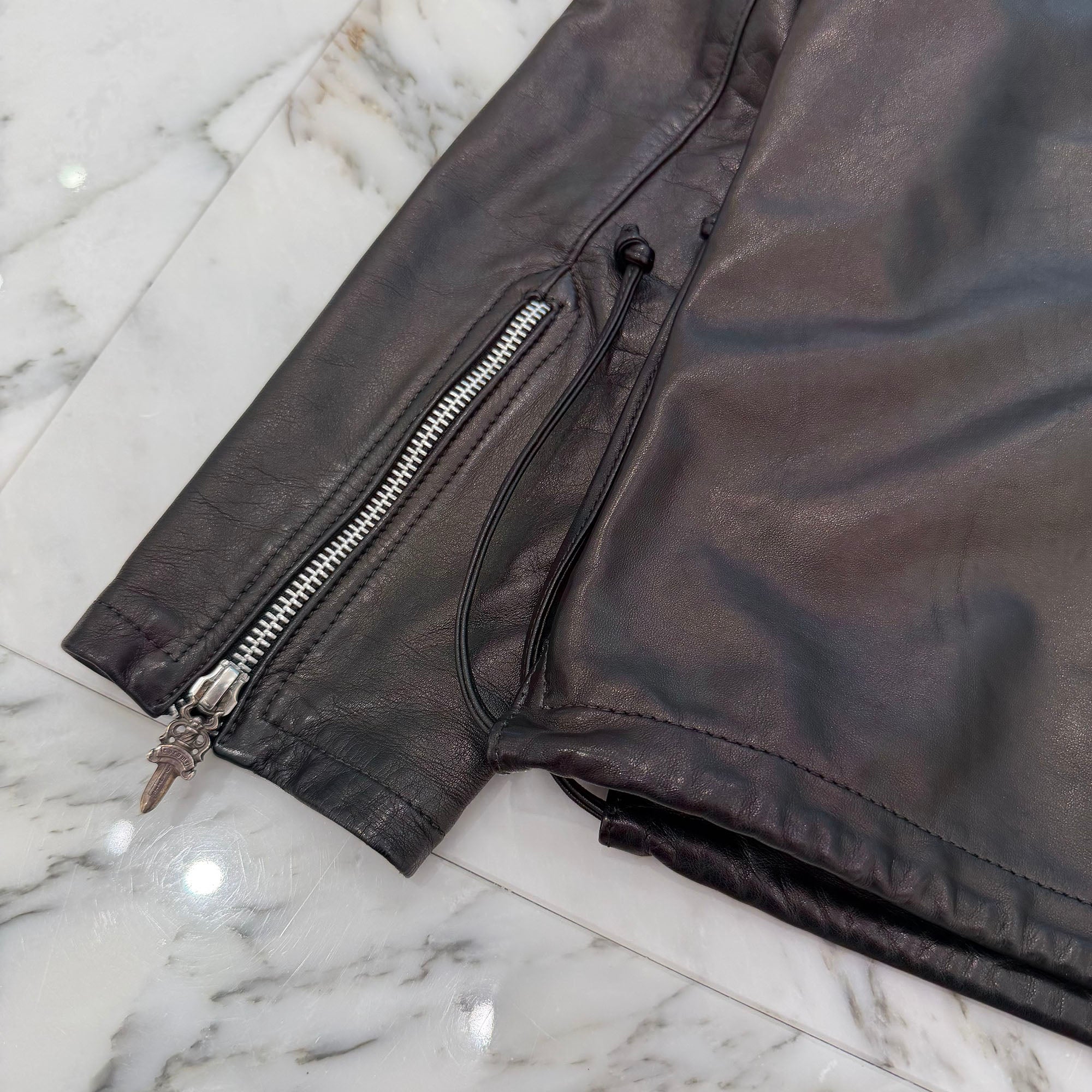CHROME HEARTS EZ RIDER Half Zip Leather Jacket Size M クロムハーツ イージーライダー ハーフジップ レザージャケット サイズM
