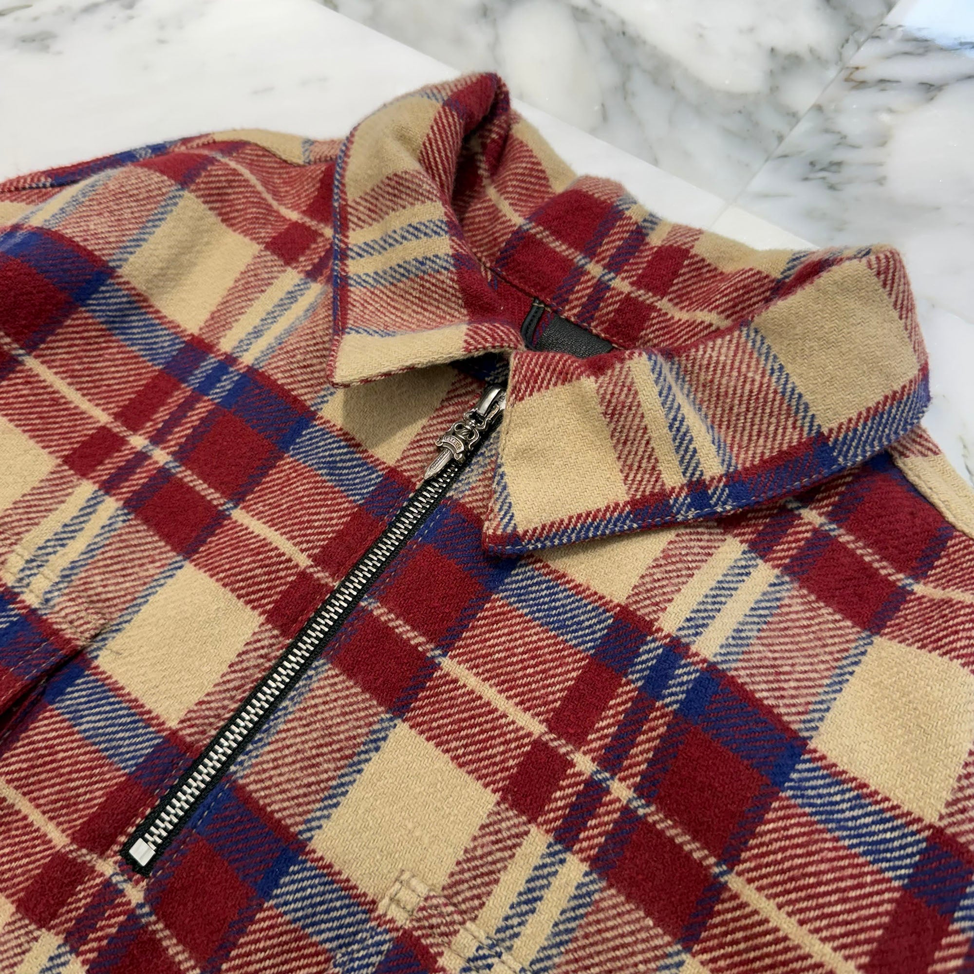 CHROME HEARTS Y NOT UNDER DOG Half Zip Pullover Check Shirt Size L クロムハーツ ワイノット アンダードッグ ハーフジップ プルオーバーチェックシャツ サイズL