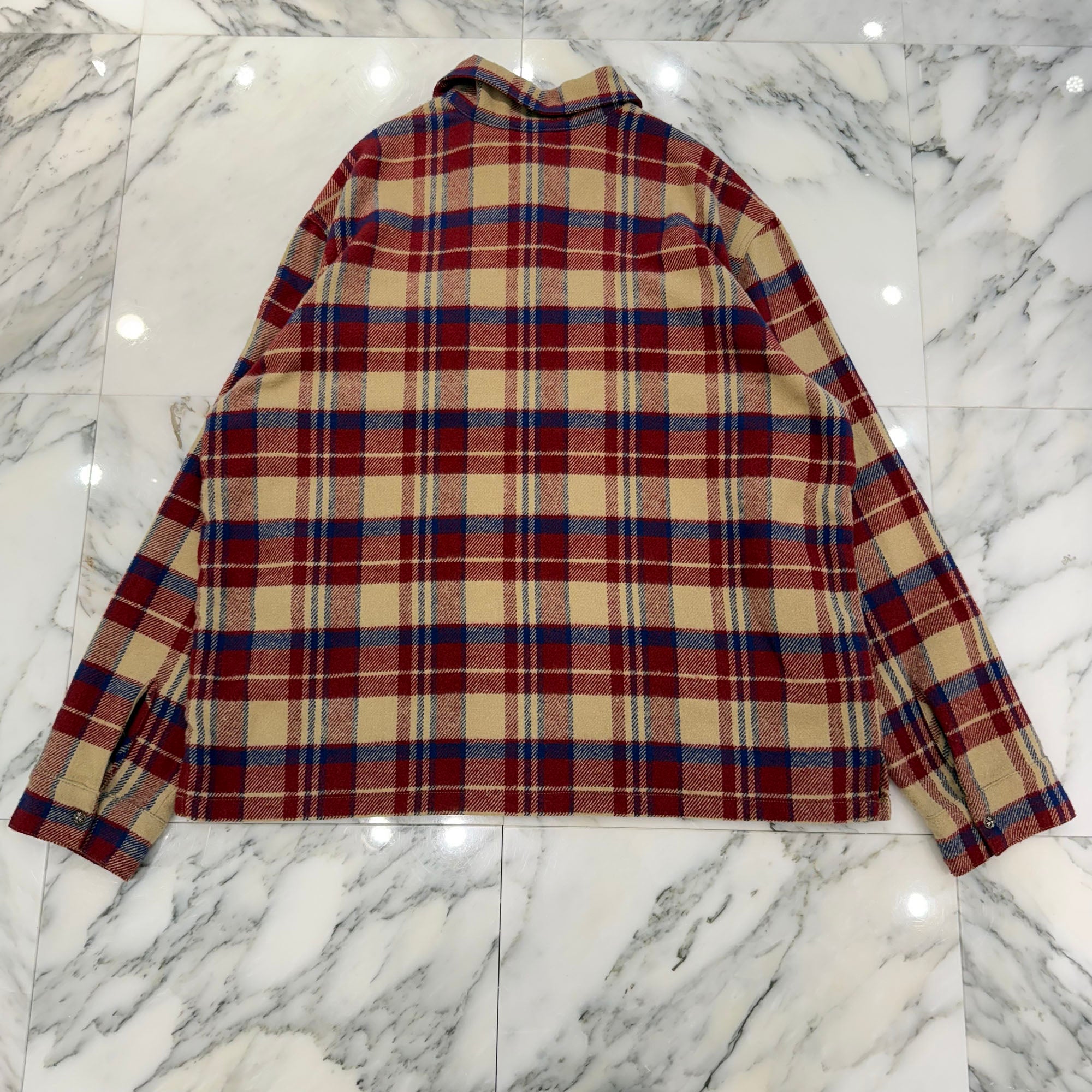 CHROME HEARTS Y NOT UNDER DOG Half Zip Pullover Check Shirt Size L クロムハーツ ワイノット アンダードッグ ハーフジップ プルオーバーチェックシャツ サイズL