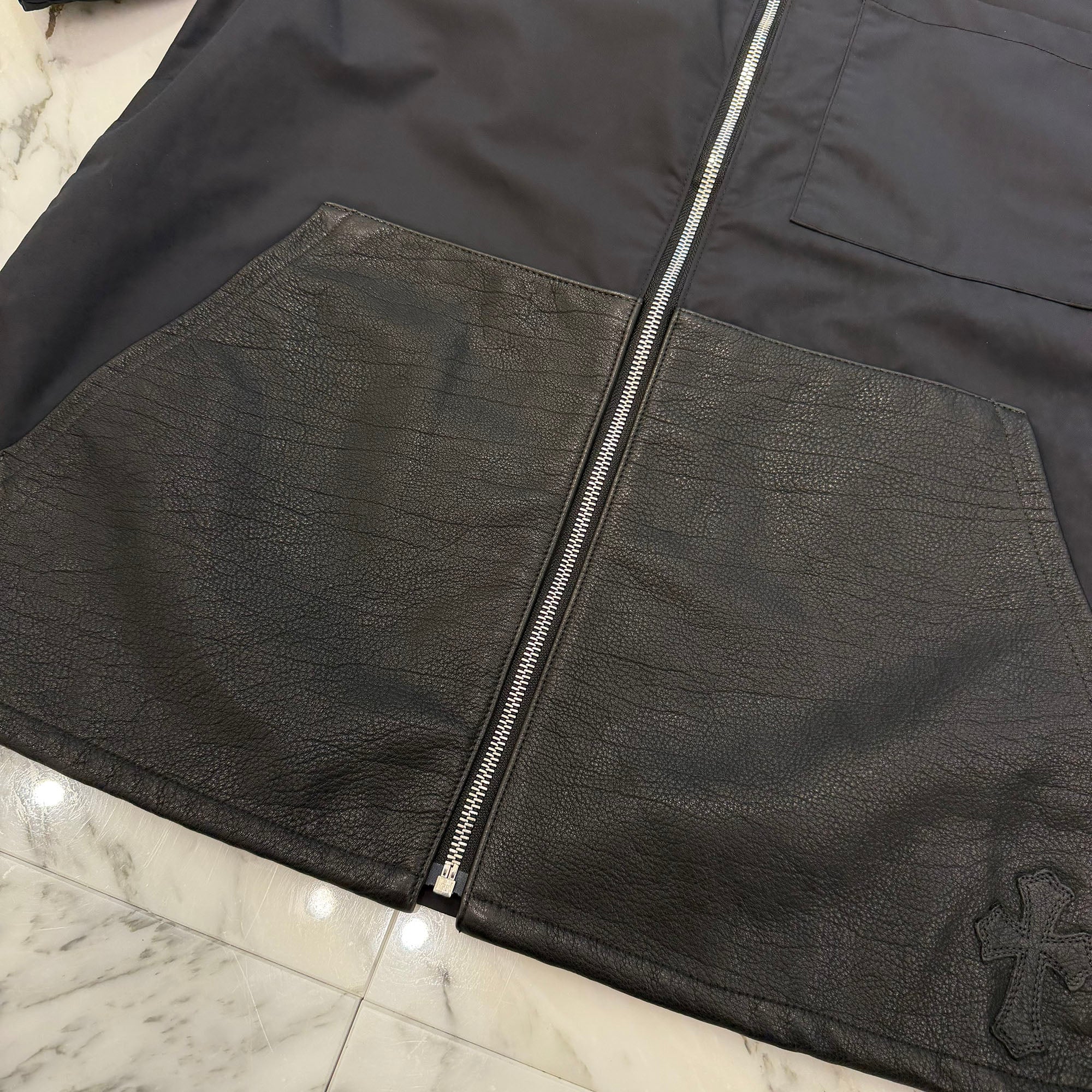 CHROME HEARTS Y NOT Carpenter Leather Pocket Nylon Zip Shirt Size M クロムハーツ ワイノット カーペンター レザーポケット ナイロンジップシャツ サイズM
