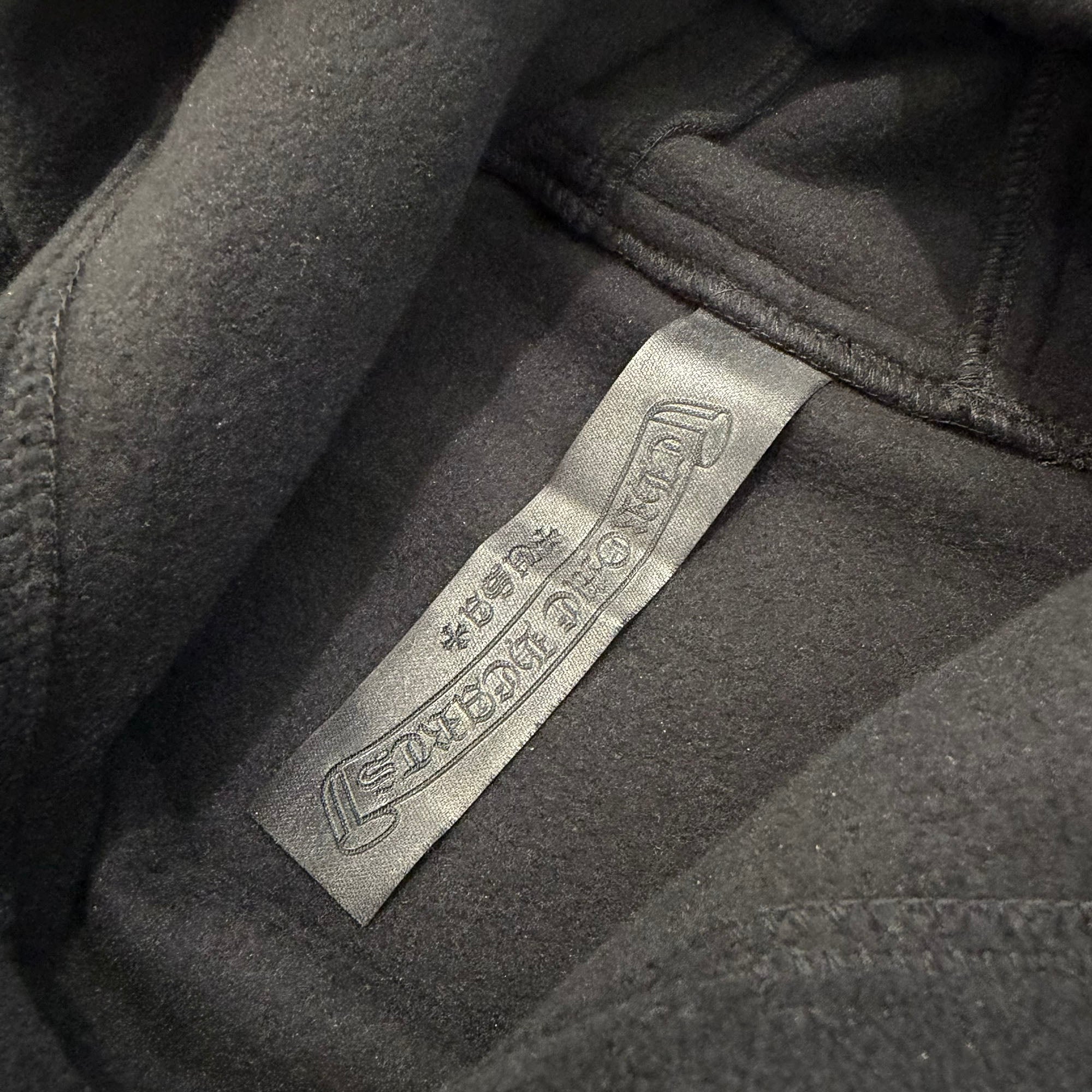 CHROME HEARTS Y NOT CH Plus Leather Patch Fleece Hoodie Size M クロムハーツ ワイノット CHプラス レザー クロス パッチ フリース フーディ サイズM