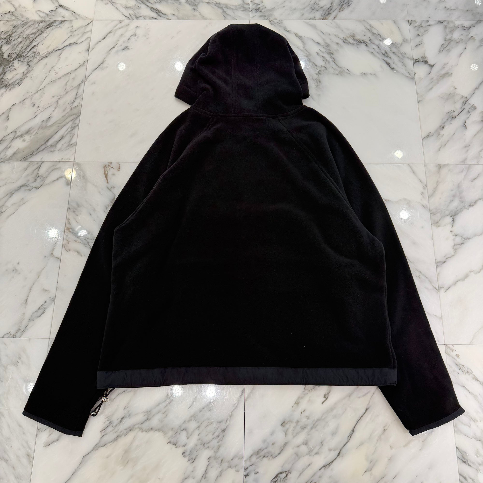 CHROME HEARTS Y NOT CH Plus Leather Patch Fleece Hoodie Size M クロムハーツ ワイノット CHプラス レザー クロス パッチ フリース フーディ サイズM