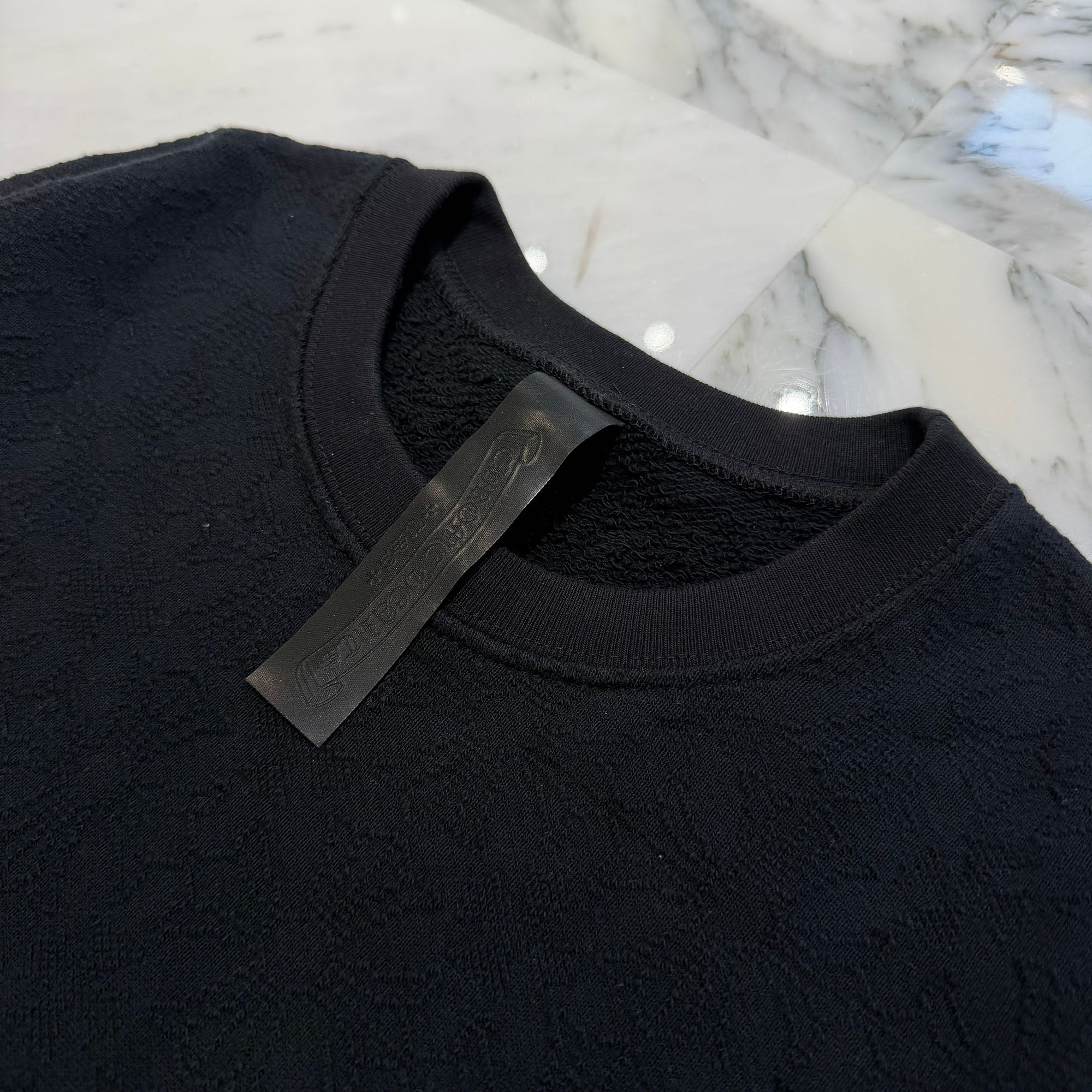 CHROME HEARTS Y NOT Tonal Monogram Cross Vertical Logo Sweat Shirt Size XS クロムハーツ ワイノット トーナルモノグラムクロス ヴァーティカルロゴ スウェットシャツ Tシャツ サイズXS