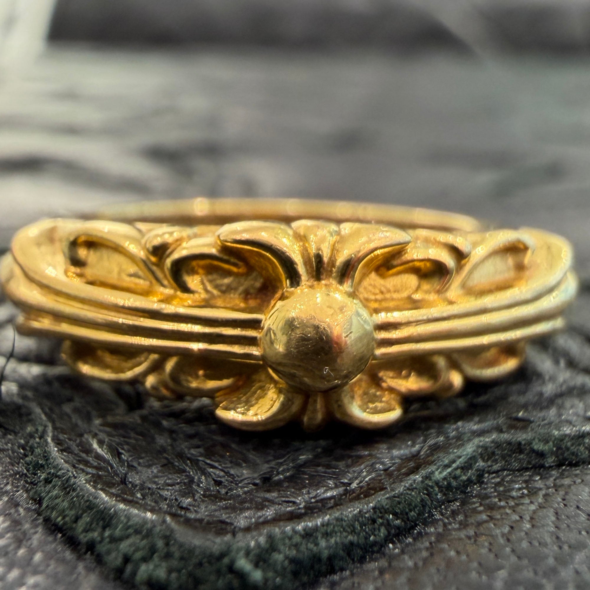 CHROME HEARTS 22K Baby Classic Floral Cross Ring Size 8号 クロムハーツ 22K ベイビークラシック フローラルクロス リング サイズ8号