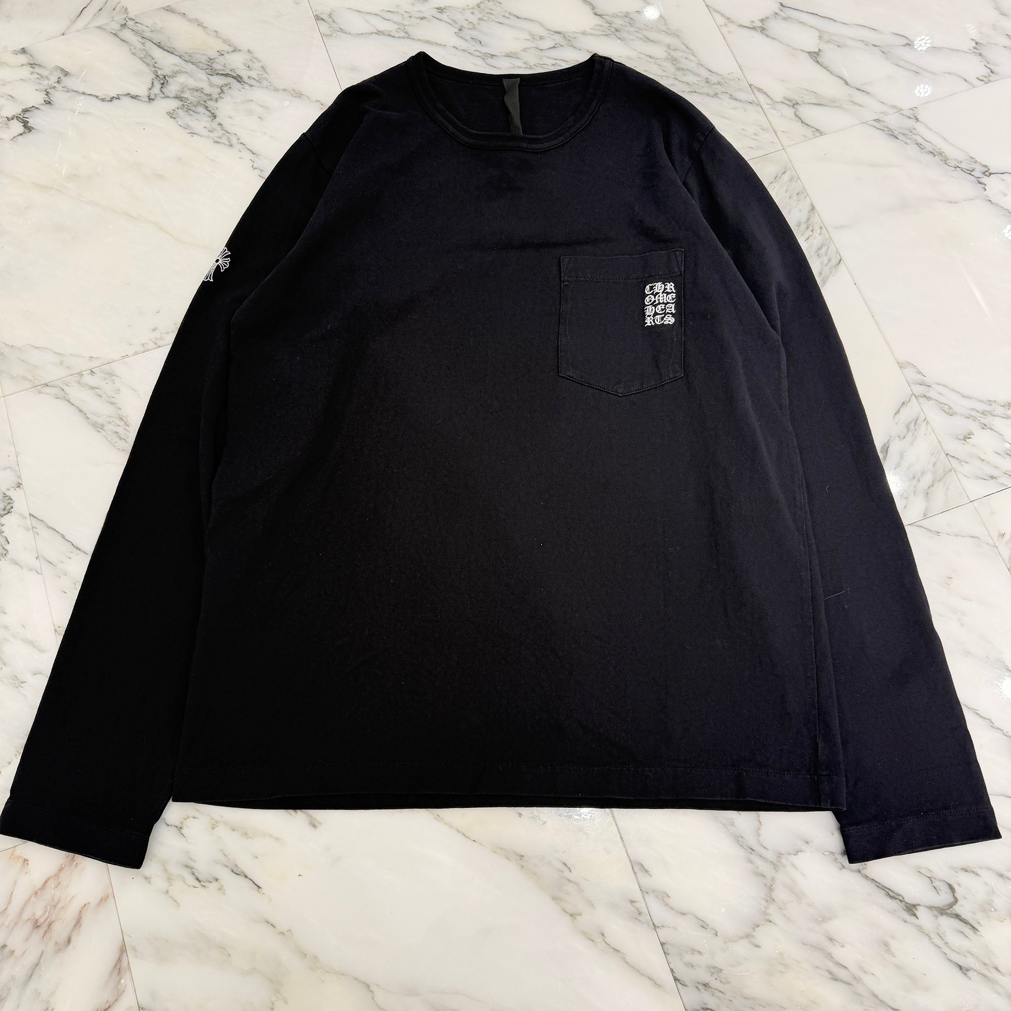 CHROME HEARTS Y NOT Vertical Logo Embroidery Long Sleeve Tee Size L クロムハーツ ワイノット ヴァーティカルロゴ刺繍 ロングスリーブTシャツ サイズL