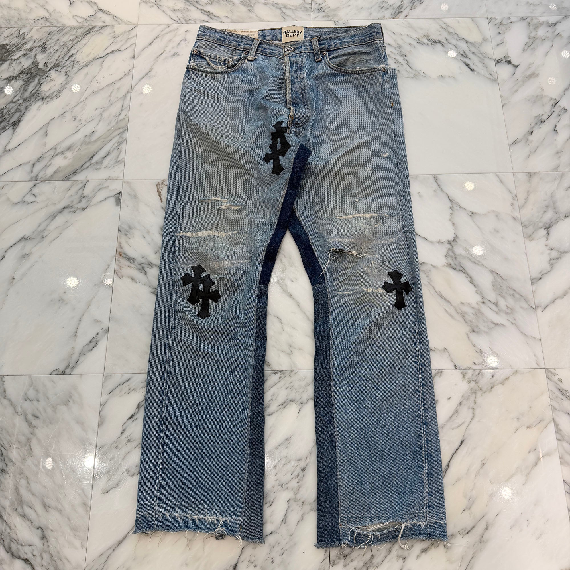 CHROME HEARTS × GALLERY DEPT. Levi's Body VNTG Leather Cross Patch Jeans Size 29 クロムハーツ × ギャラリーデプト リーバイスボディ ヴィンテージ レザークロスパッチ ジーンズ サイズ29