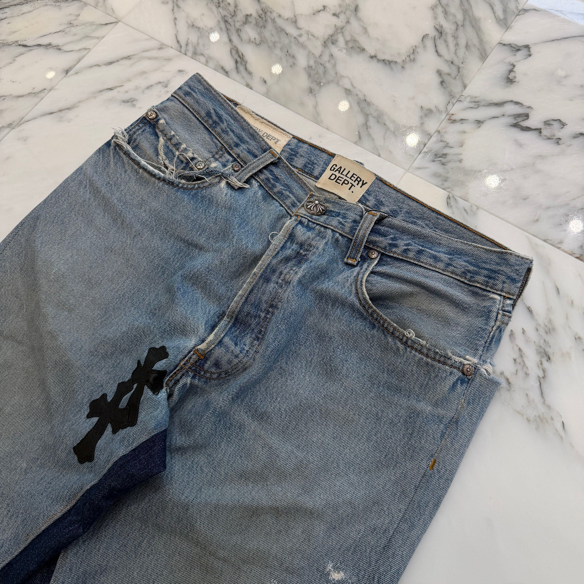 CHROME HEARTS × GALLERY DEPT. Levi's Body VNTG Leather Cross Patch Jeans Size 29 クロムハーツ × ギャラリーデプト リーバイスボディ ヴィンテージ レザークロスパッチ ジーンズ サイズ29