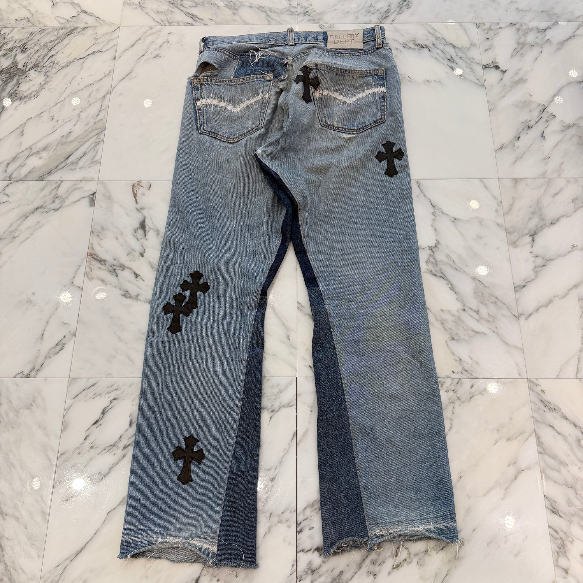CHROME HEARTS × GALLERY DEPT. Levi's Body VNTG Leather Cross Patch Jeans Size 29 クロムハーツ × ギャラリーデプト リーバイスボディ ヴィンテージ レザークロスパッチ ジーンズ サイズ29