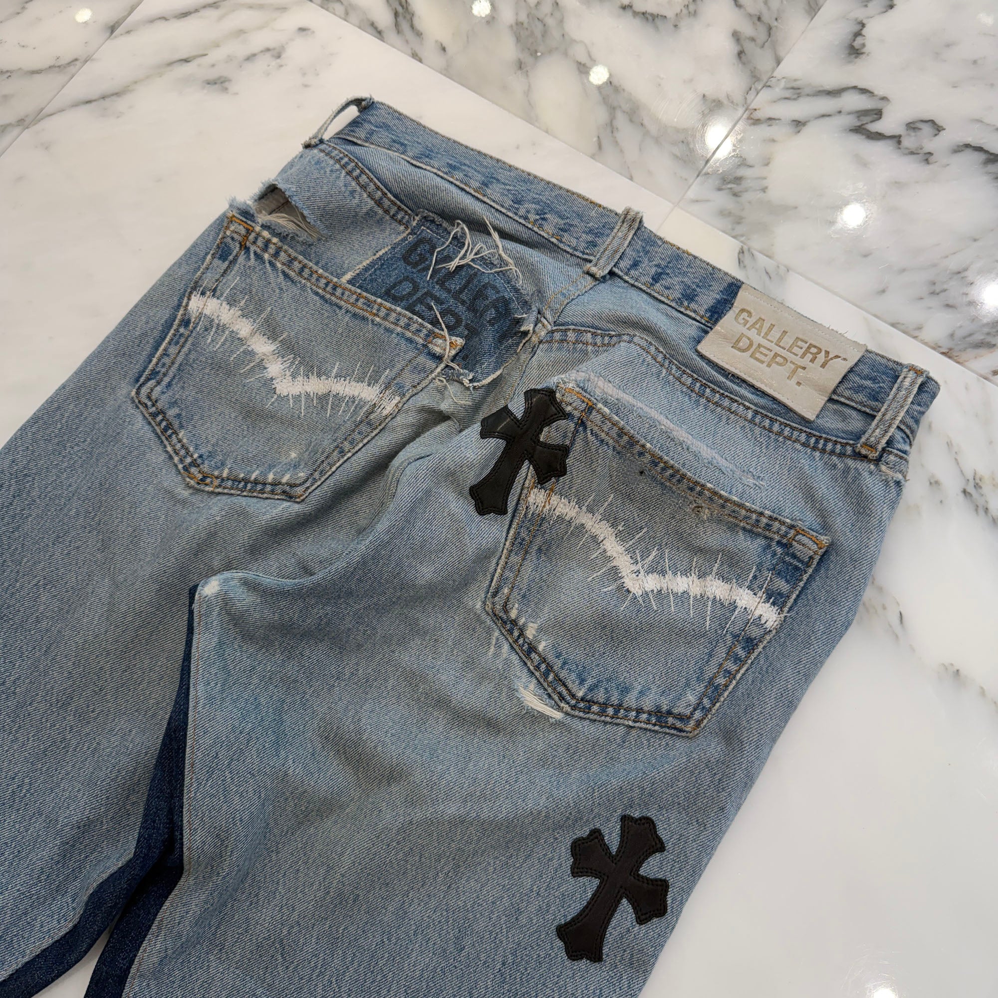 CHROME HEARTS × GALLERY DEPT. Levi's Body VNTG Leather Cross Patch Jeans Size 29 クロムハーツ × ギャラリーデプト リーバイスボディ ヴィンテージ レザークロスパッチ ジーンズ サイズ29