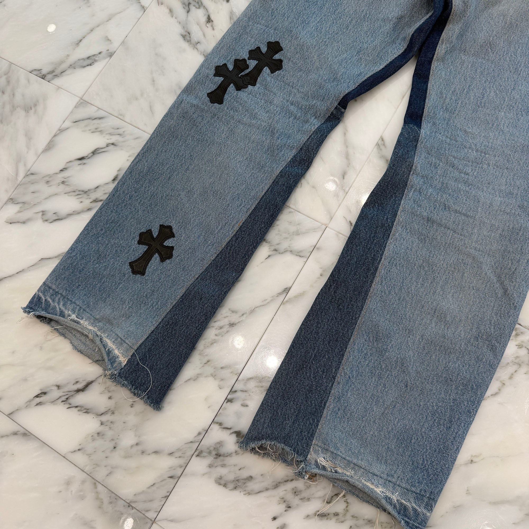 CHROME HEARTS × GALLERY DEPT. Levi's Body VNTG Leather Cross Patch Jeans Size 29 クロムハーツ × ギャラリーデプト リーバイスボディ ヴィンテージ レザークロスパッチ ジーンズ サイズ29