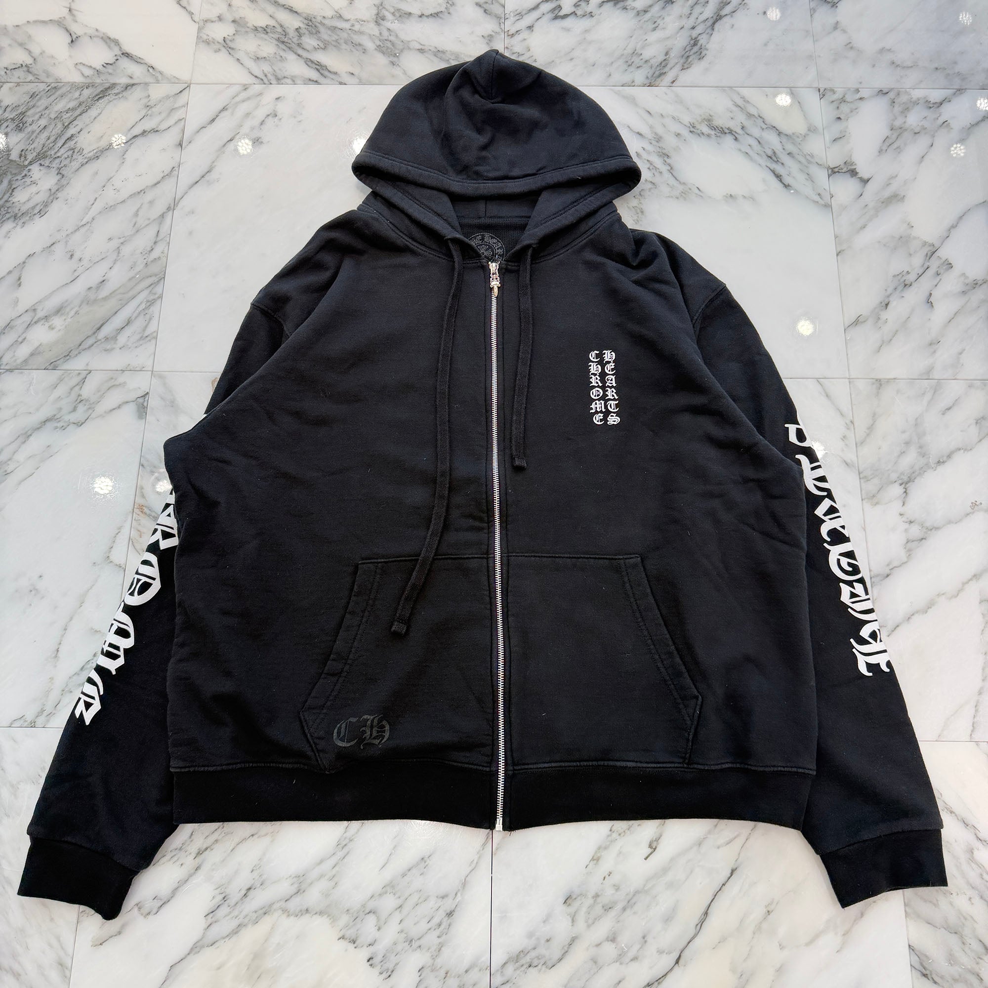 CHROME HEARTS Vertical Logo Thermal Zip Up Hoodie Size XL クロムハーツ ヴァーティカル ロゴ サーマル ジップアップフーディー サイズXL