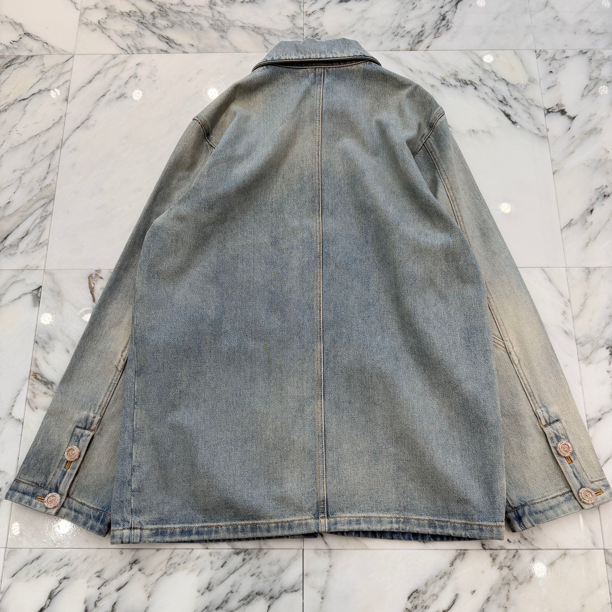 CHANEL 2024AW Coco Mark Tweed Button Washed Denim Coveralls Jacket P78301V70488 Size 40 シャネル ココマークボタン ツイード ウォッシュド デニム カバーオール ジャケット サイズ40