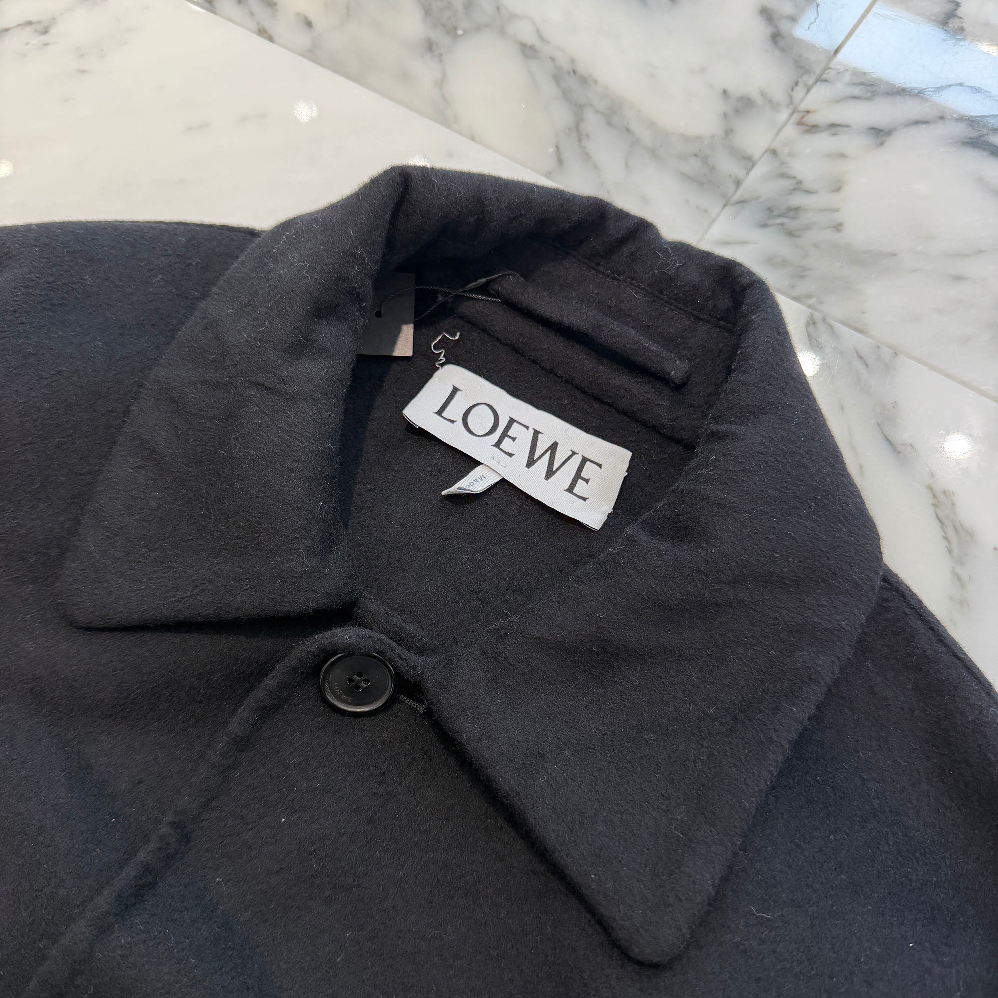 LOEWE Leather Pocket Anagram Work Wear Wool Jacket H526Y03WBE Size 48 ロエベ レザーポケット アナグラム ワークウェア ウールジャケット サイズ48
