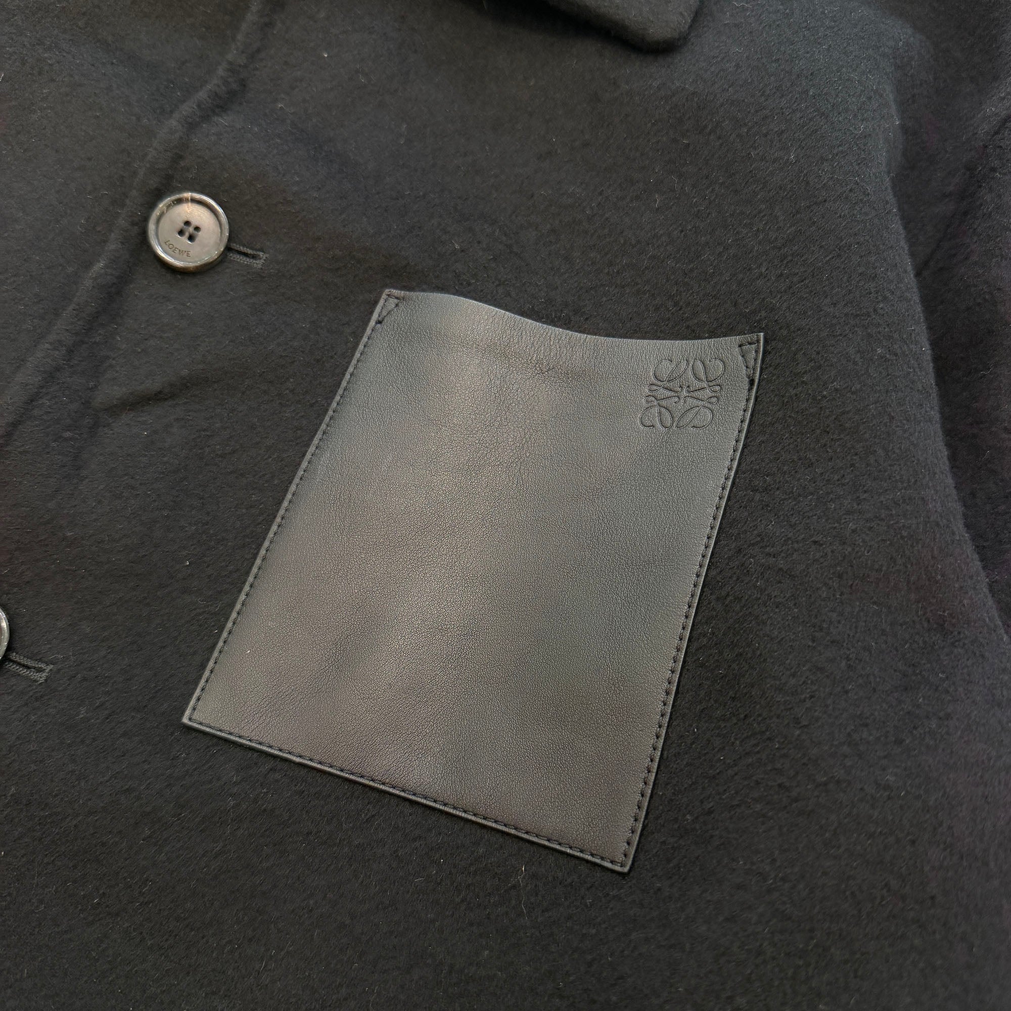 LOEWE Leather Pocket Anagram Work Wear Wool Jacket H526Y03WBE Size 48 ロエベ レザーポケット アナグラム ワークウェア ウールジャケット サイズ48