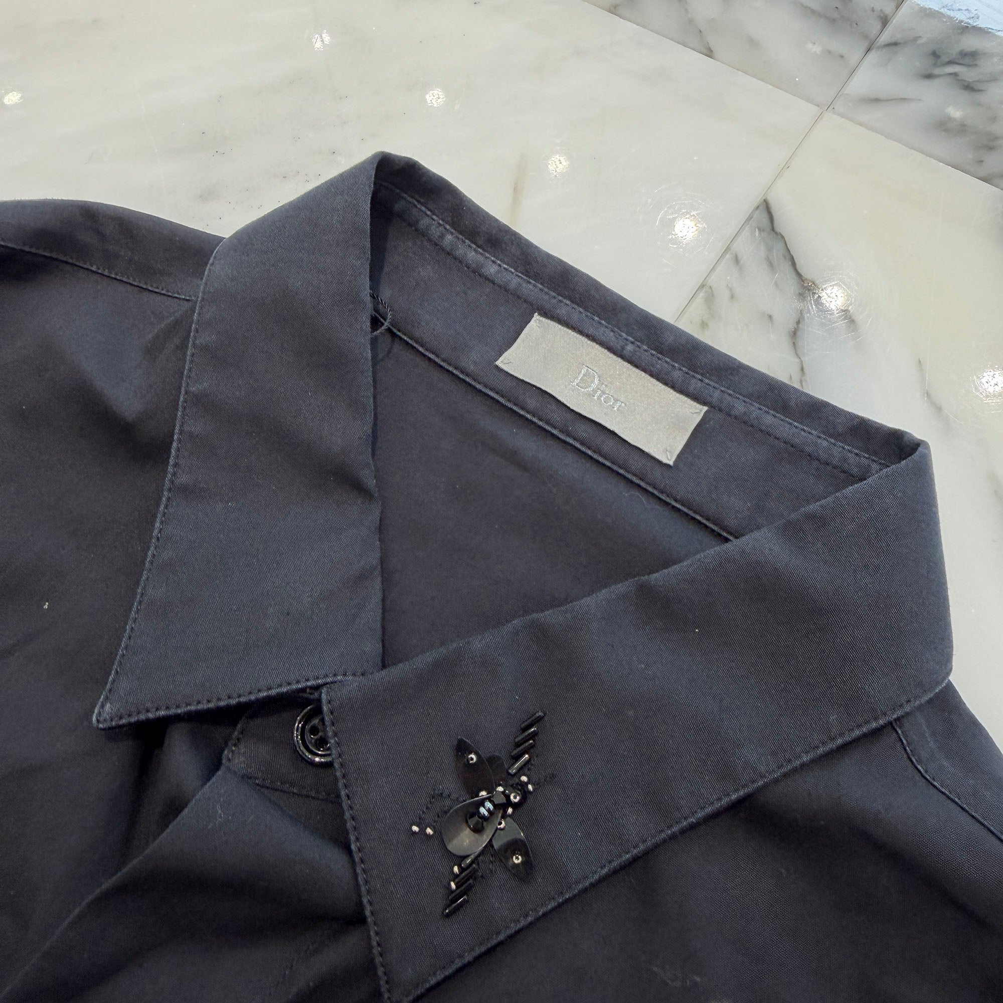 DIOR 2014AW Bee Bijou Dress Shirt 433C529W1535 Size 39 ディオール ビー ビジュー ドレスシャツ サイズ39