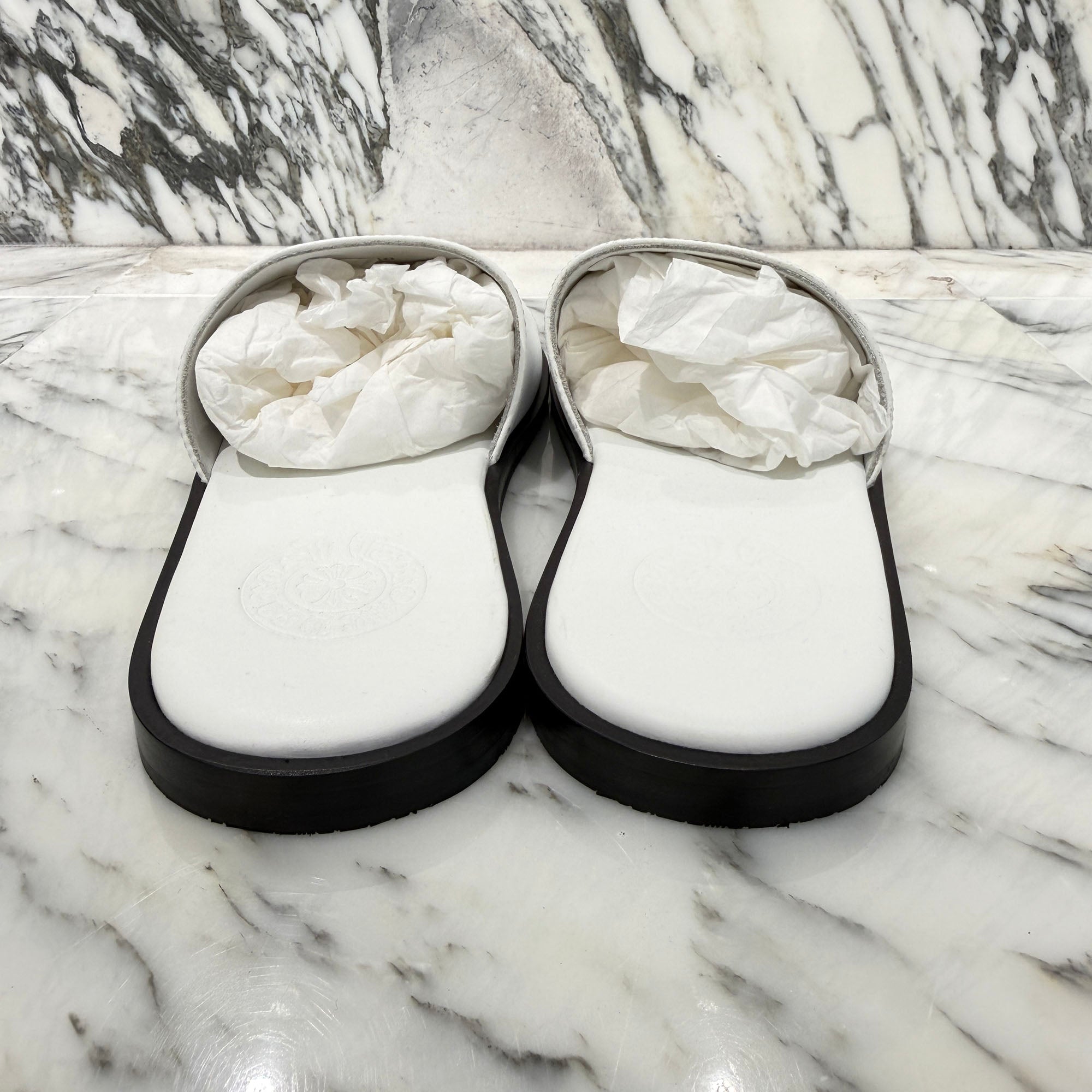 CHROME HEARTS Leather Cross Patch Sandals Size 40 クロムハーツ レザークロスパッチ サンダル サイズ40