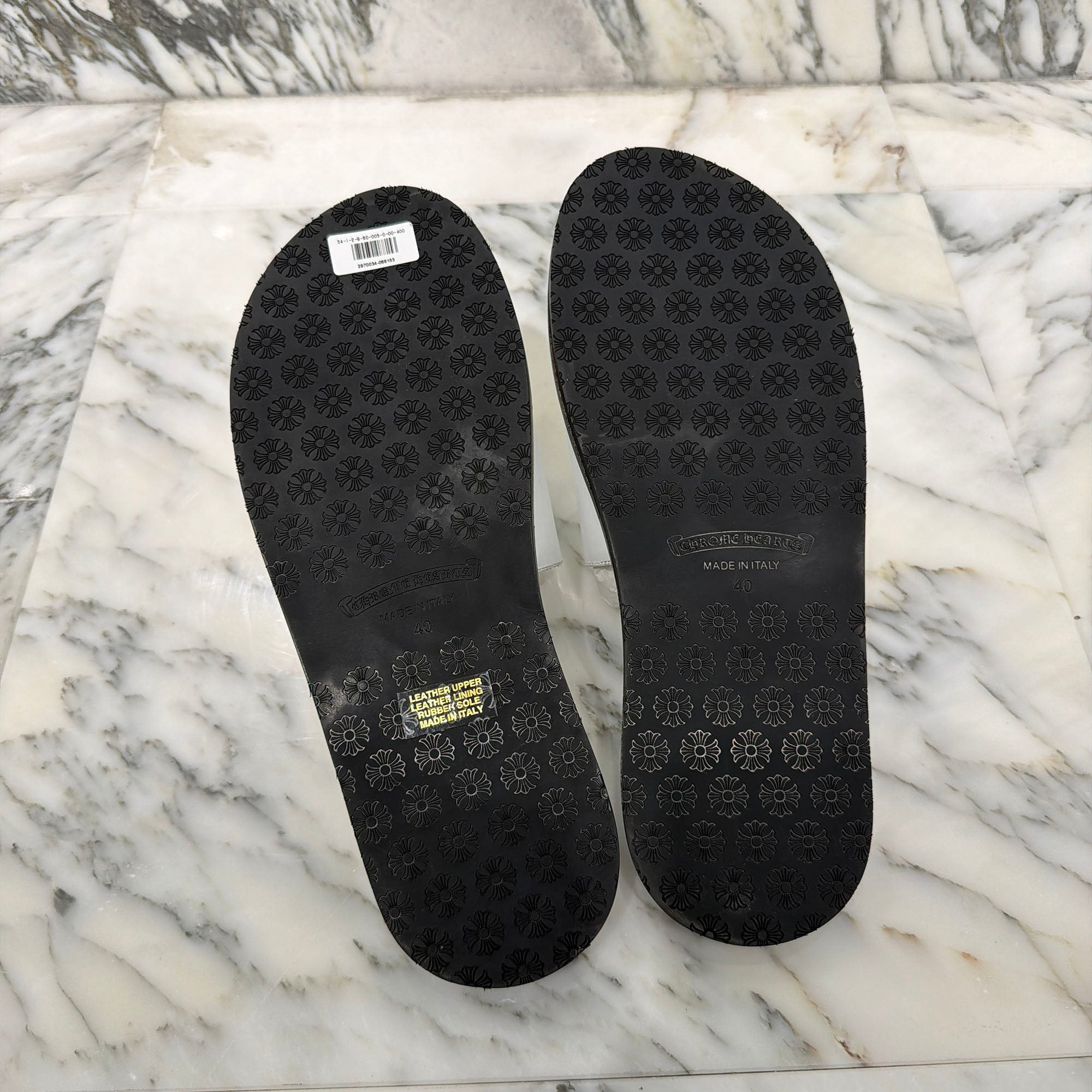 CHROME HEARTS Leather Cross Patch Sandals Size 40 クロムハーツ レザークロスパッチ サンダル サイズ40