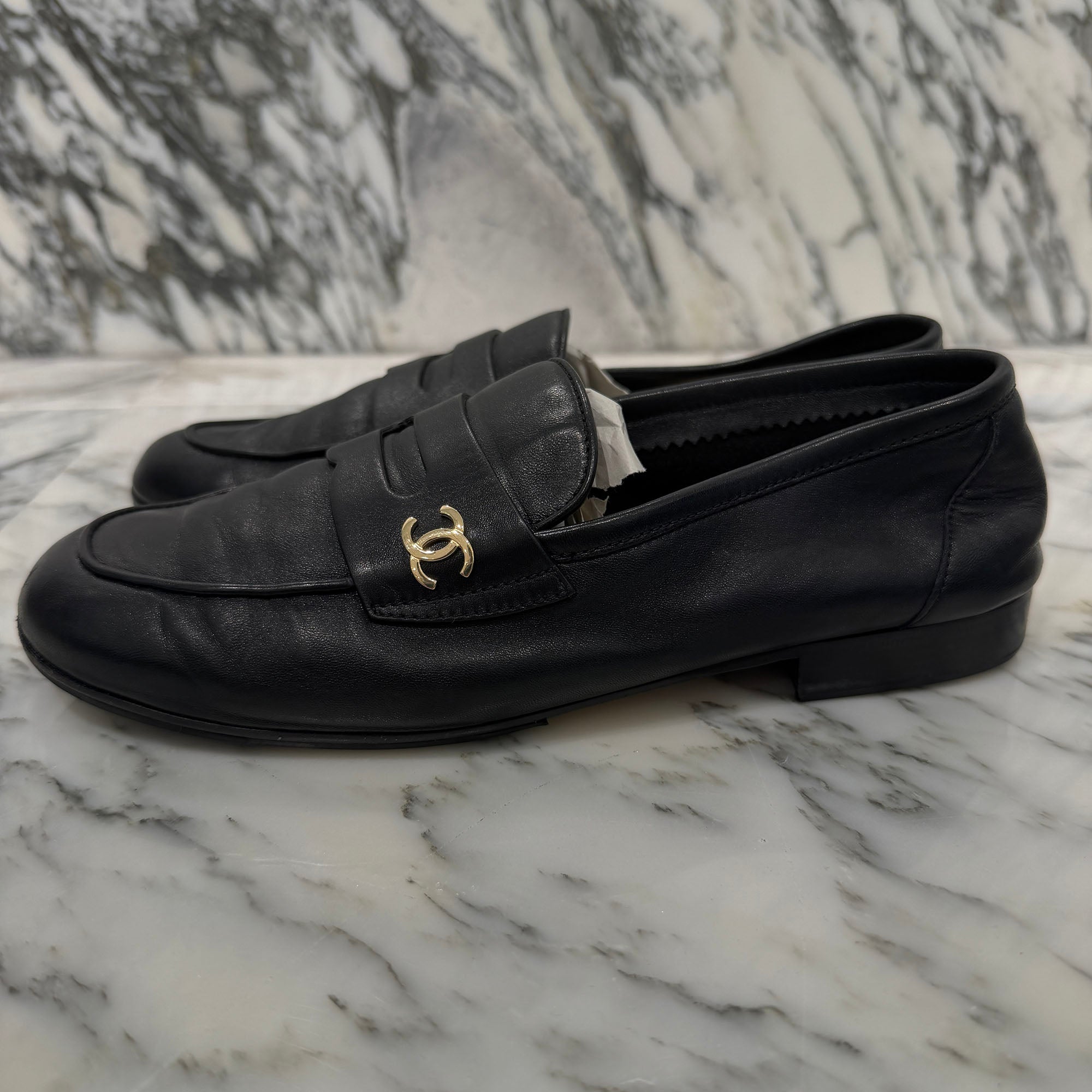 CHANEL 2021SS COCO Mark Penny Leather Pumps Size 38C (約24.0cm～24.5cm) シャネル ココマーク ペニー レザーパンプス サイズ 38C (約24.0cm～24.5cm)