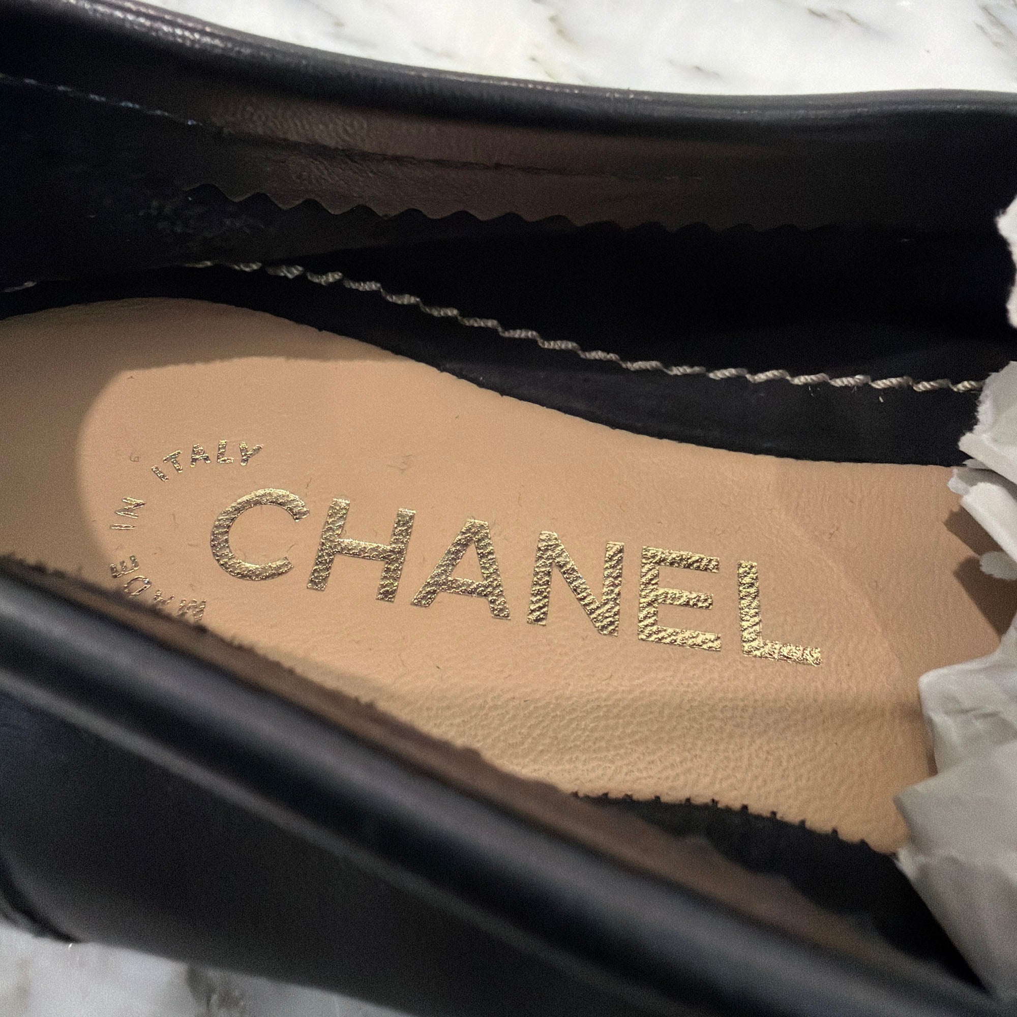 CHANEL 2021SS COCO Mark Penny Leather Pumps Size 38C (約24.0cm～24.5cm) シャネル ココマーク ペニー レザーパンプス サイズ 38C (約24.0cm～24.5cm)