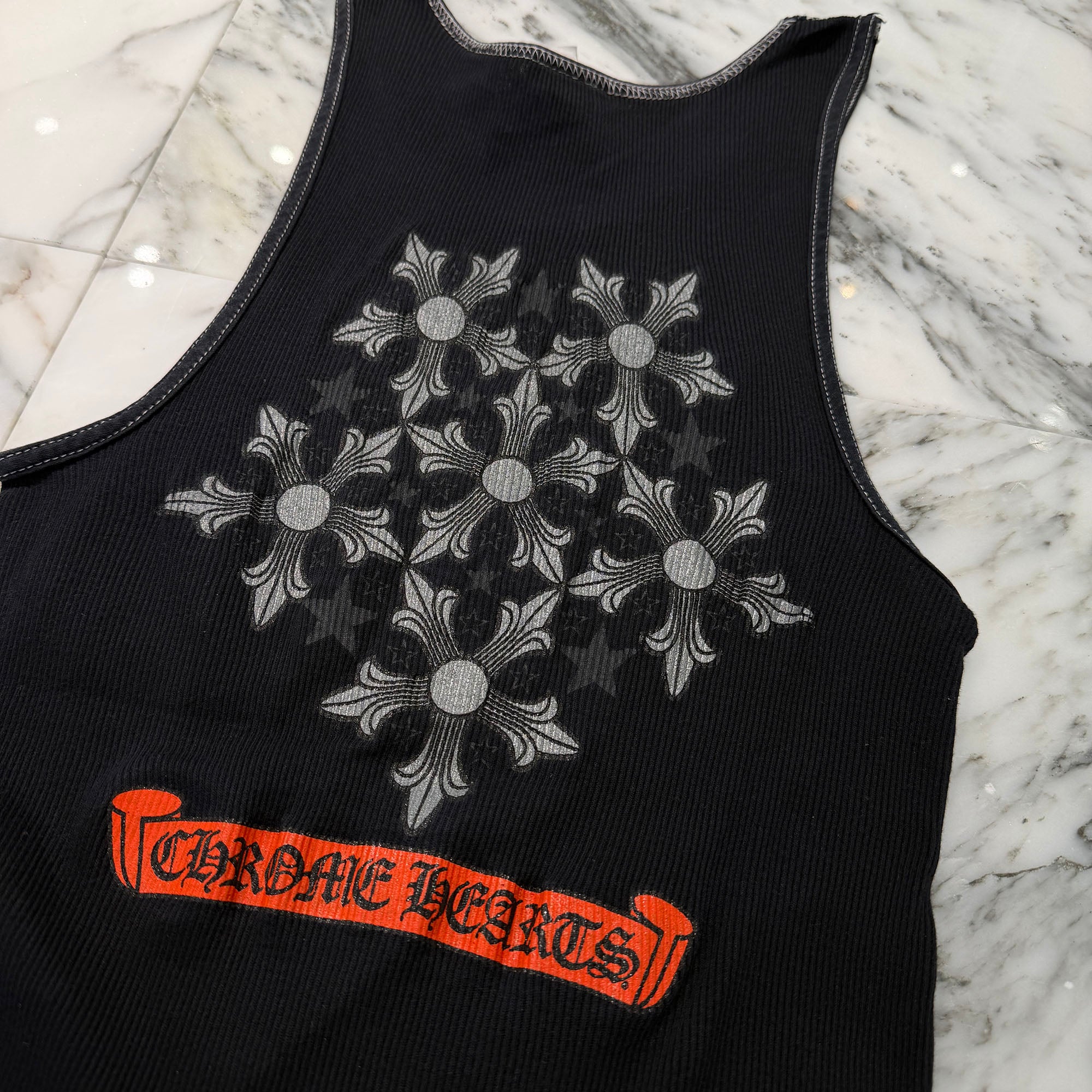 CHROME HEARTS OLD Star CH Cross Print Tank Top Size M クロムハーツ オールド スター CH クロス プリント タンクトップ サイズM
