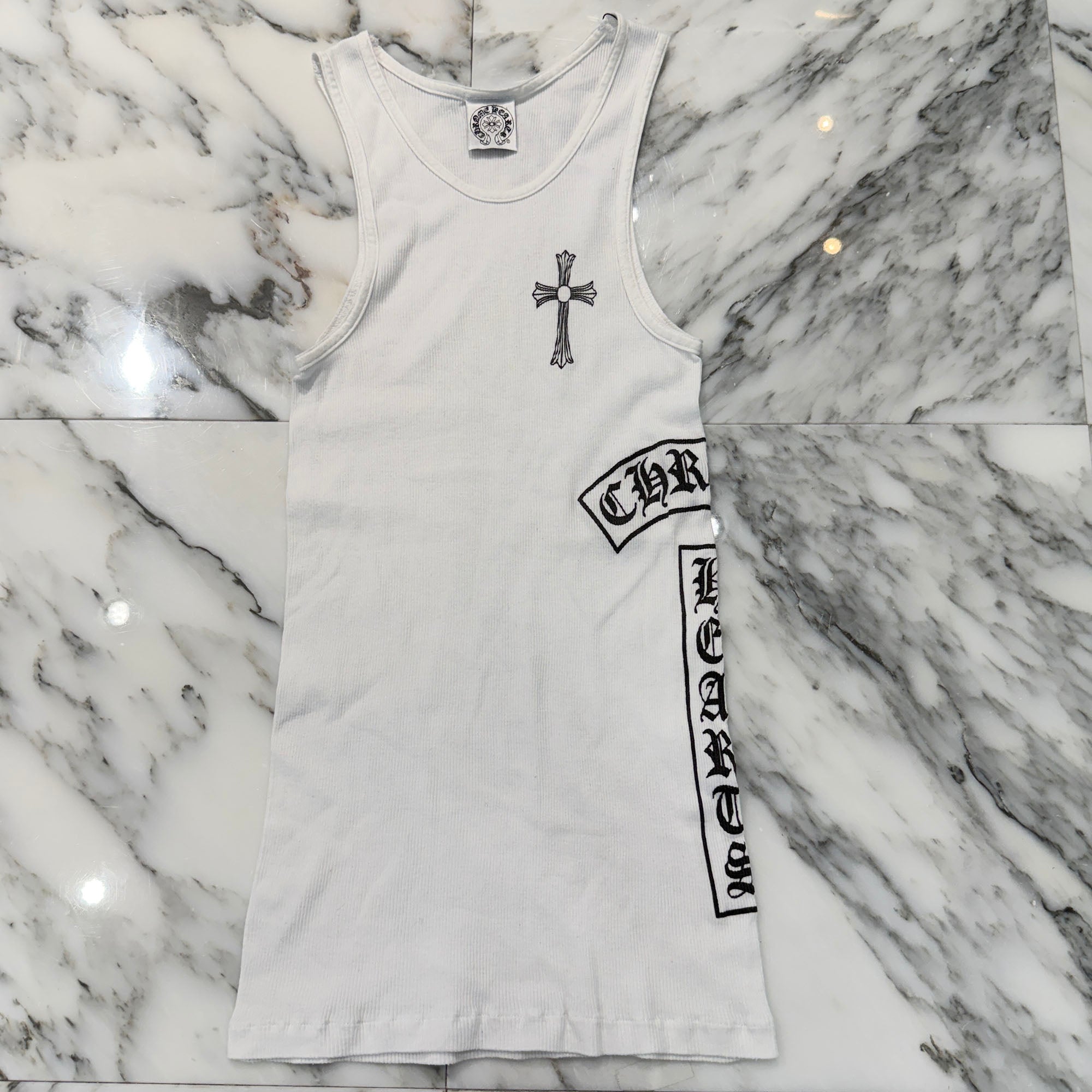 CHROME HEARTS OLD Vertical Side Logo Cross Print Tank Top Size S クロムハーツ オールド ヴァーティカル サイドロゴ クロスプリント タンクトップ サイズS