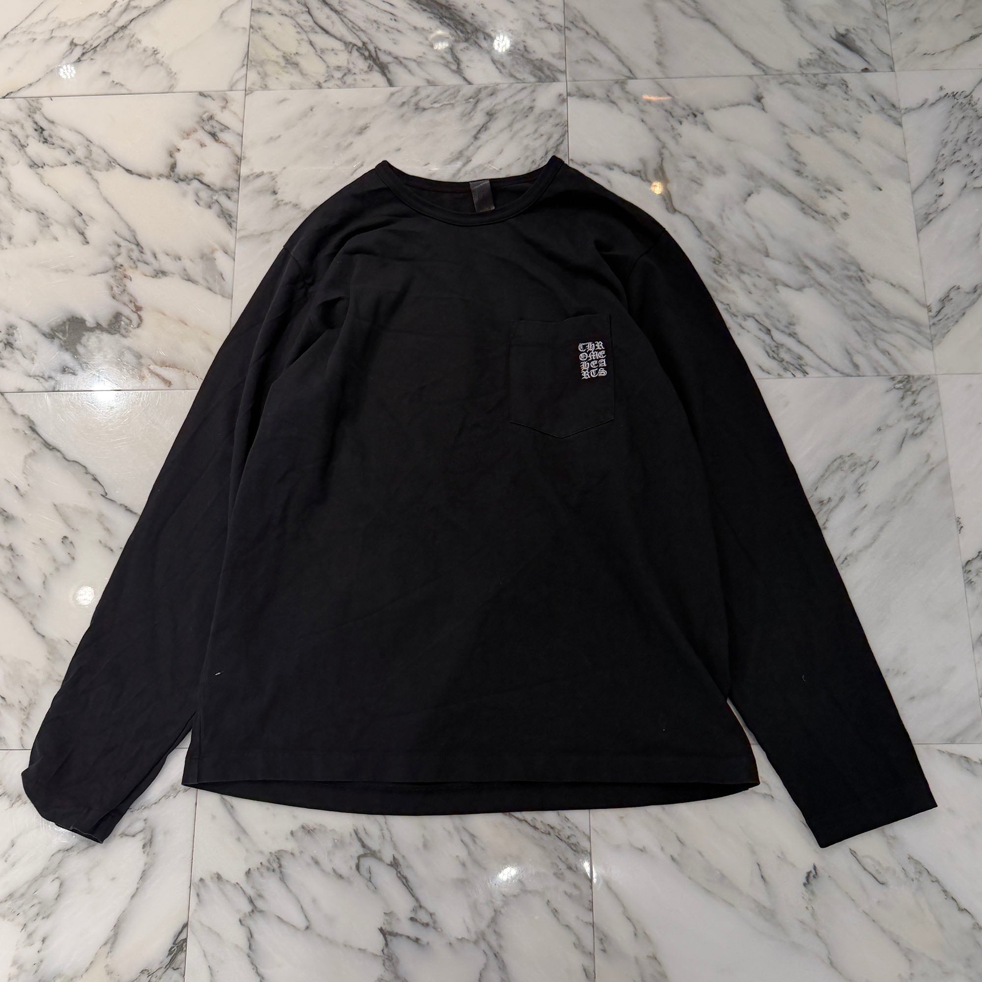 CHROME HEARTS Y NOT Vertical Logo Embroidery Long Sleeve Tee Size XL クロムハーツ ワイノット ヴァーティカルロゴ刺繍 ロングスリーブTシャツ サイズXL