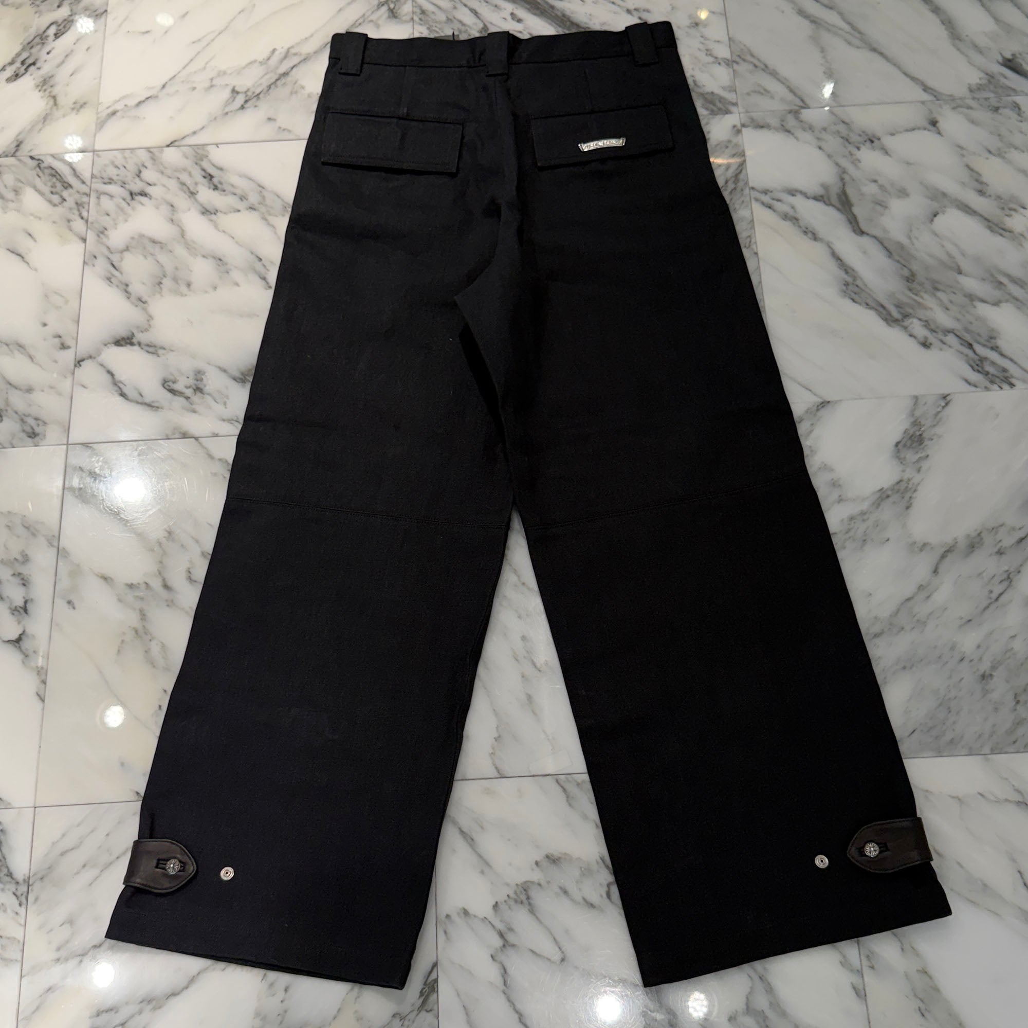 CHROME HEARTS Ankle Straps Cross Ball Button Wide Leg Denim Pants Size 32 クロムハーツ アンクルストラップ クロスボールボタン ワイドレッグ デニムパンツ サイズ32