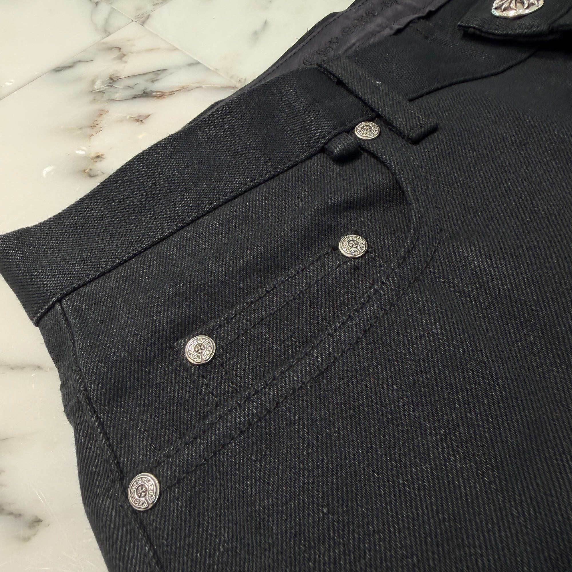 CHROME HEARTS KS FIT Cross Ball Button Denim Pants Size 34 クロムハーツ KSフィット クロスボールボタン デニムパンツ サイズ34