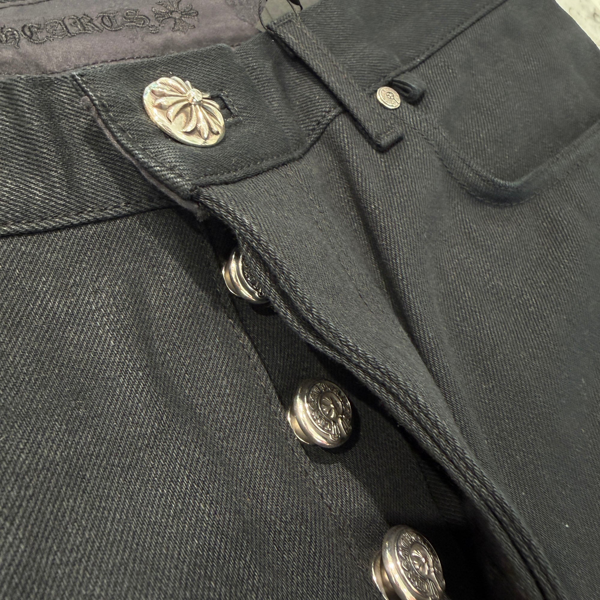 CHROME HEARTS KS FIT Cross Ball Button Denim Pants Size 34 クロムハーツ KSフィット クロスボールボタン デニムパンツ サイズ34