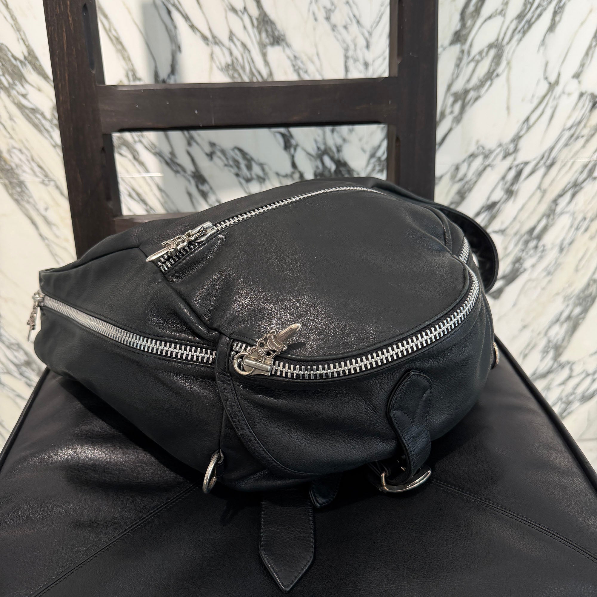 CHROME HEARTS SNAT PACK Leather Shoulder Bag Extra Large クロム