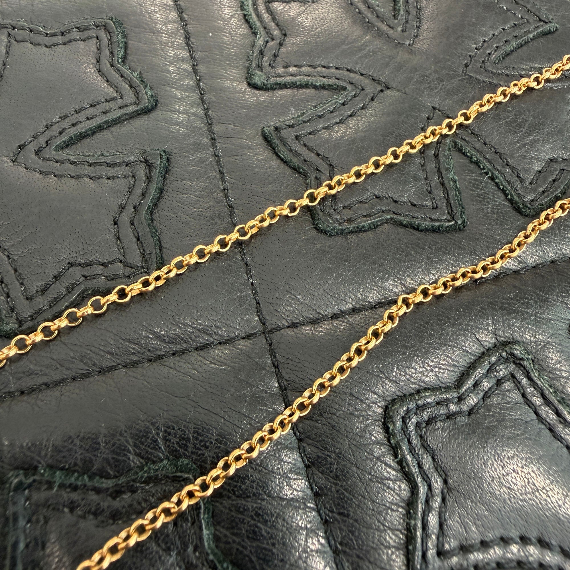 CHROME HEARTS 22K Safety Pin 1 Diamond Roll Chain Necklace Size 16 Inch クロムハーツ 22K セーフティピン 1ダイヤモンド ロールチェーン ネックレス 16インチ
