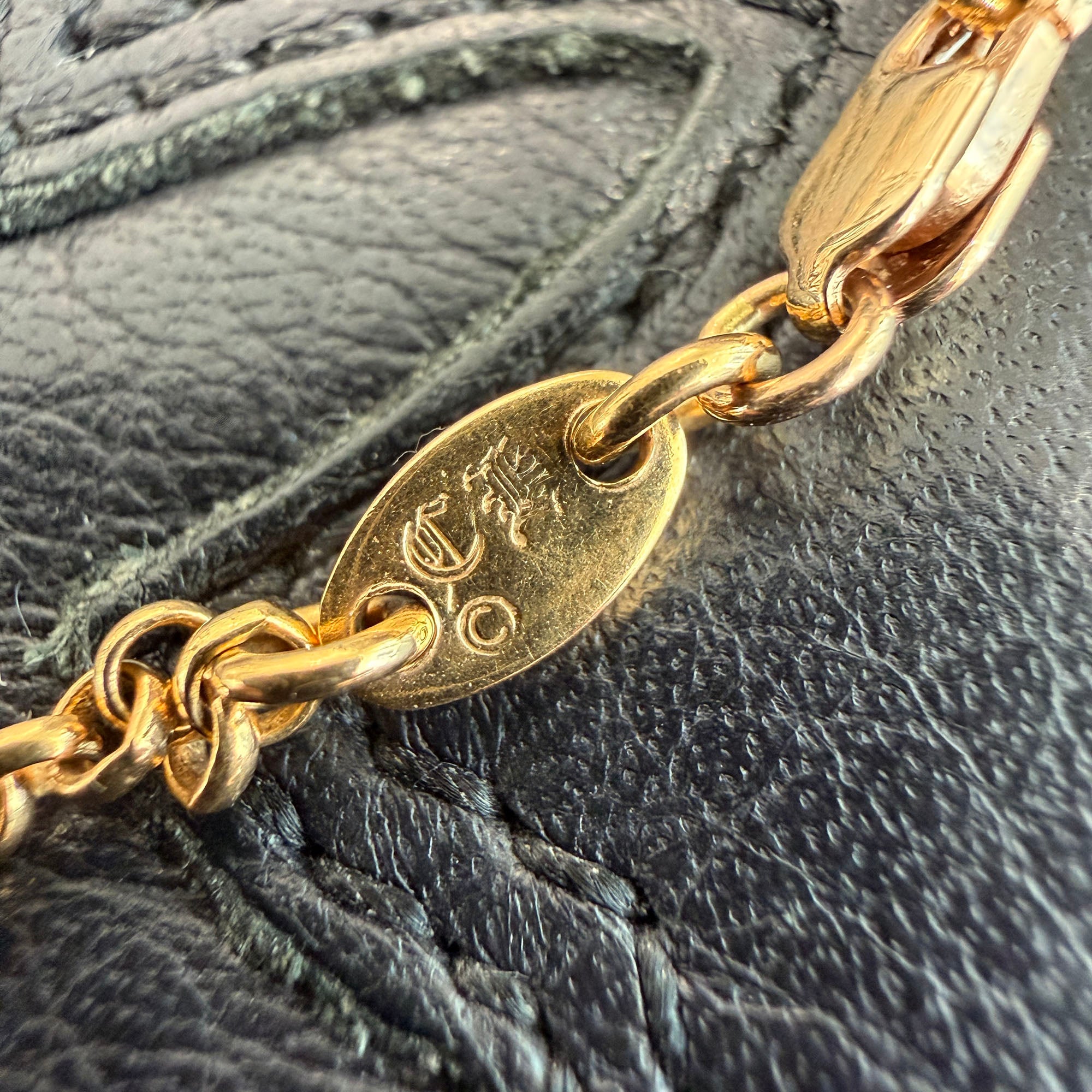 CHROME HEARTS 22K Safety Pin 1 Diamond Roll Chain Necklace Size 16 Inch クロムハーツ 22K セーフティピン 1ダイヤモンド ロールチェーン ネックレス 16インチ