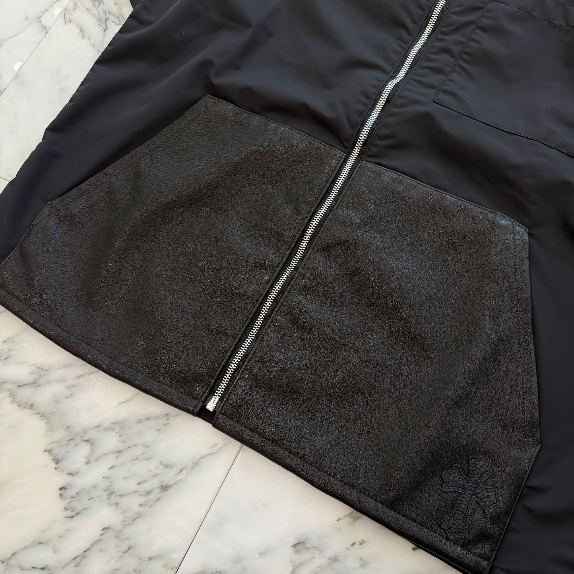 CHROME HEARTS Y NOT Carpenter Leather Pocket Nylon Zip Shirt Size L クロムハーツ ワイノット カーペンター レザーポケット ナイロンジップシャツ サイズL