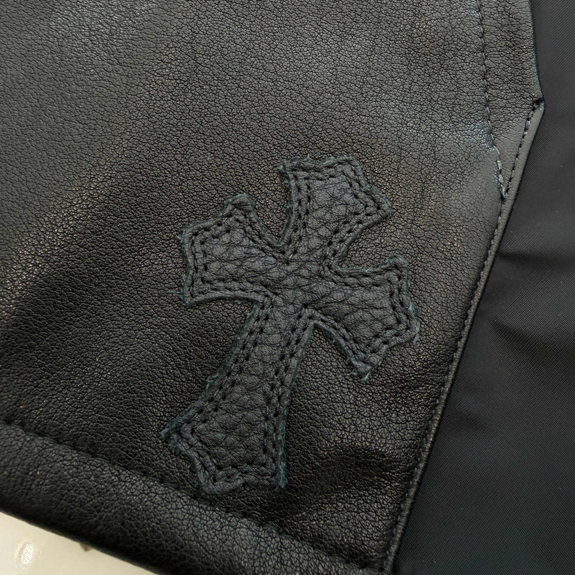 CHROME HEARTS Y NOT Carpenter Leather Pocket Nylon Zip Shirt Size L クロムハーツ ワイノット カーペンター レザーポケット ナイロンジップシャツ サイズL