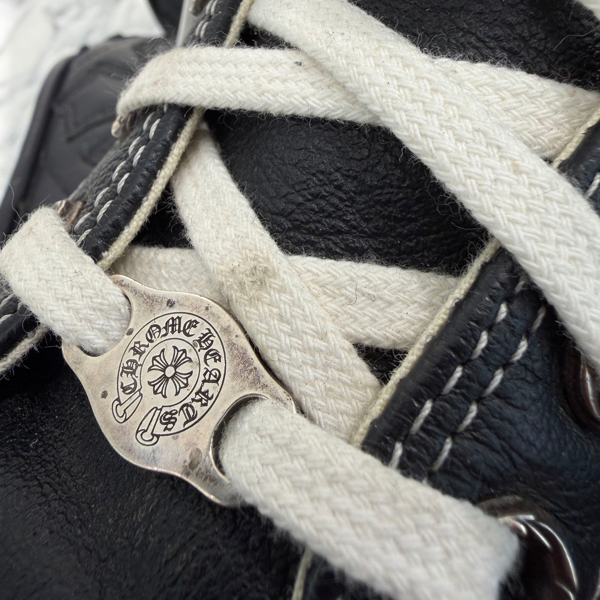 CHROME HEARTS × CONVERSE ALL STAR Cross Leather Patch Canvas High Cut Sneakers Size 8 (26.5cm) クロムハーツ × コンバース オールスター クロスレザーパッチ キャンバス ハイカットスニーカー サイズ8 (26.5cm)