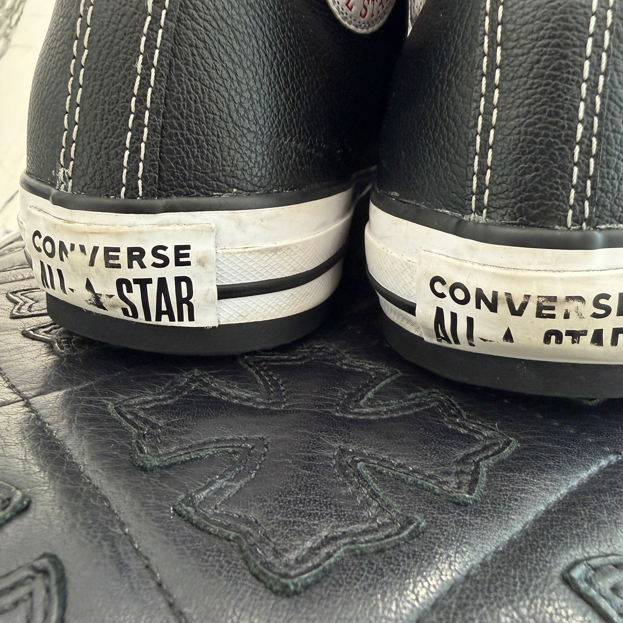 CHROME HEARTS × CONVERSE ALL STAR Cross Leather Patch Canvas High Cut Sneakers Size 8 (26.5cm) クロムハーツ × コンバース オールスター クロスレザーパッチ キャンバス ハイカットスニーカー サイズ8 (26.5cm)