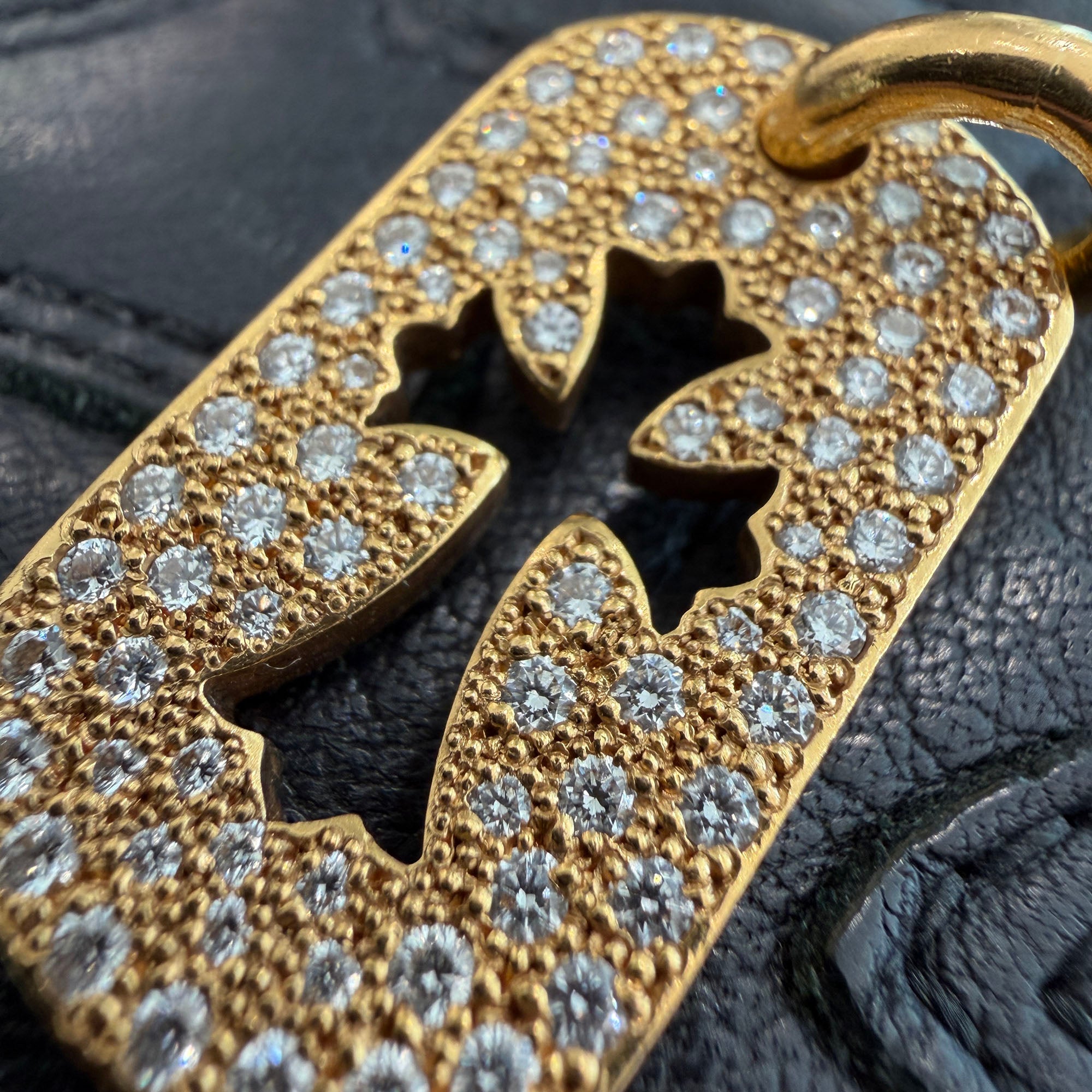 CHROME HEARTS 22K Small Cut Out Cross Dock Tag Pendant Charm Pave Diamond クロムハーツ 22K スモール カットアウトクロス ドッグタグ ペンダントチャーム パヴェダイヤモンド
