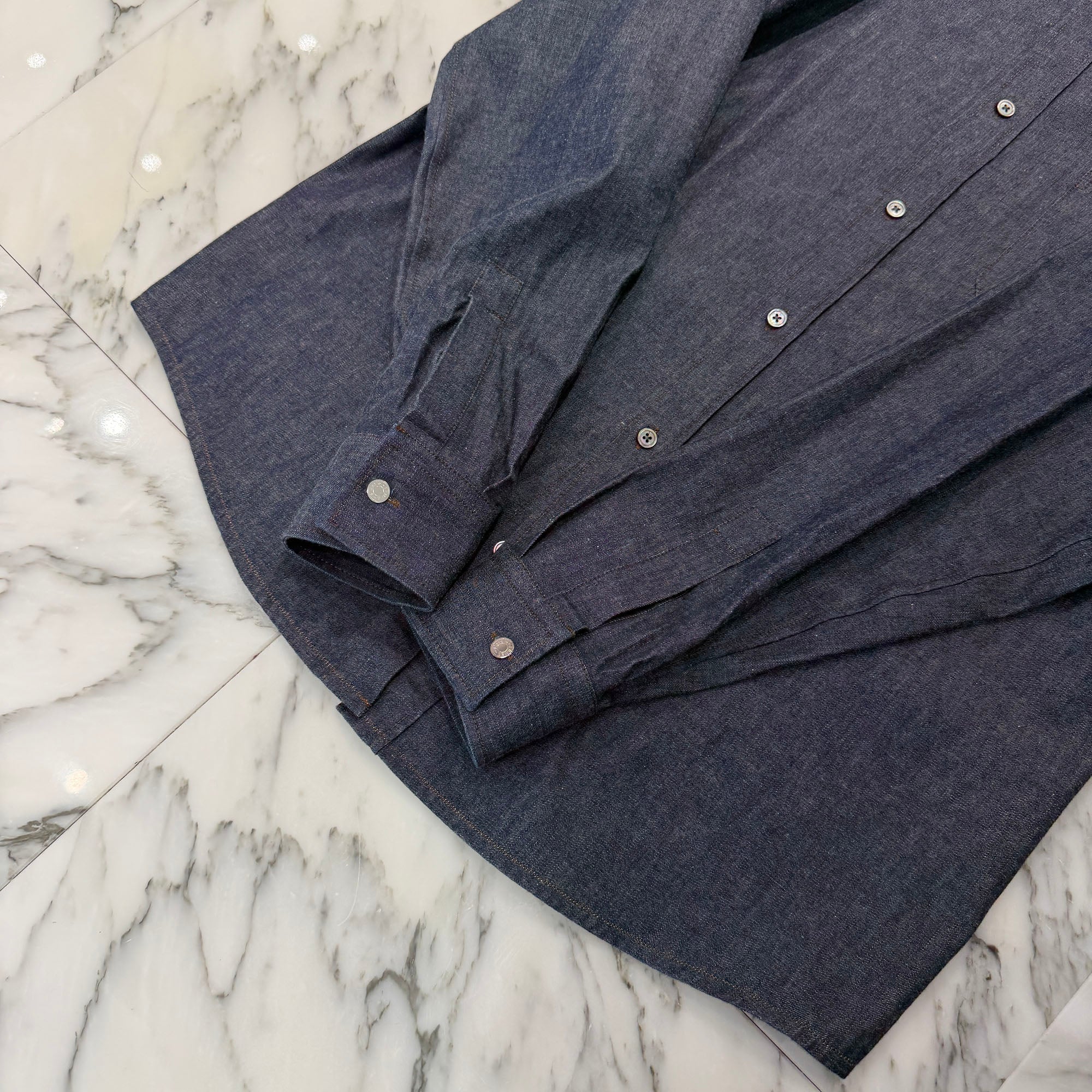 HERMES Straight Cut Denim Shirt H656060HA6037 Size 40 エルメス ストレートカット デニムシャツ サイズ40