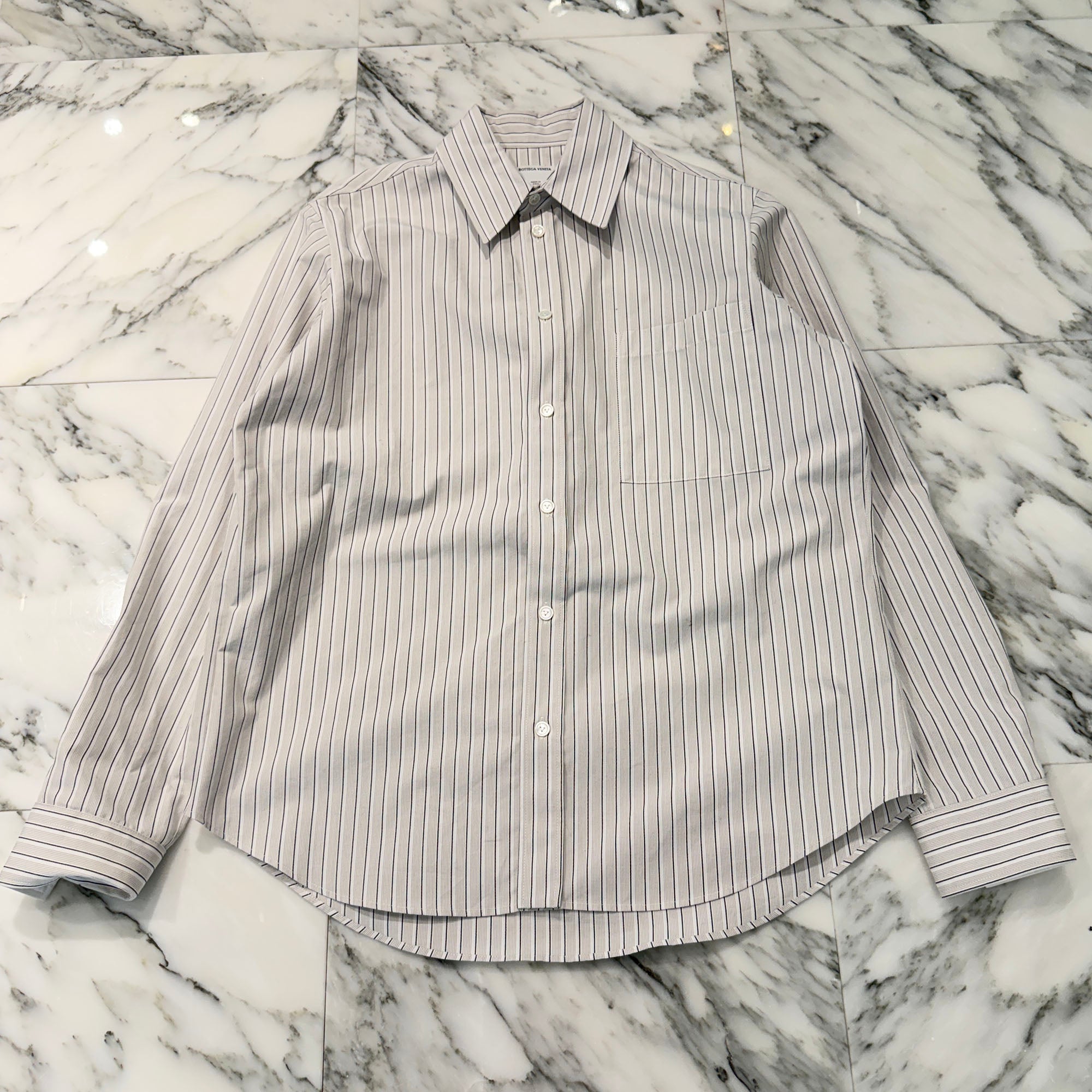 BOTTEGA VENETA Stripe Long Sleeve Shirt Size 46 ボッテガ・ヴェネタ ストライプ ロングスリーブシャツ サイズ46