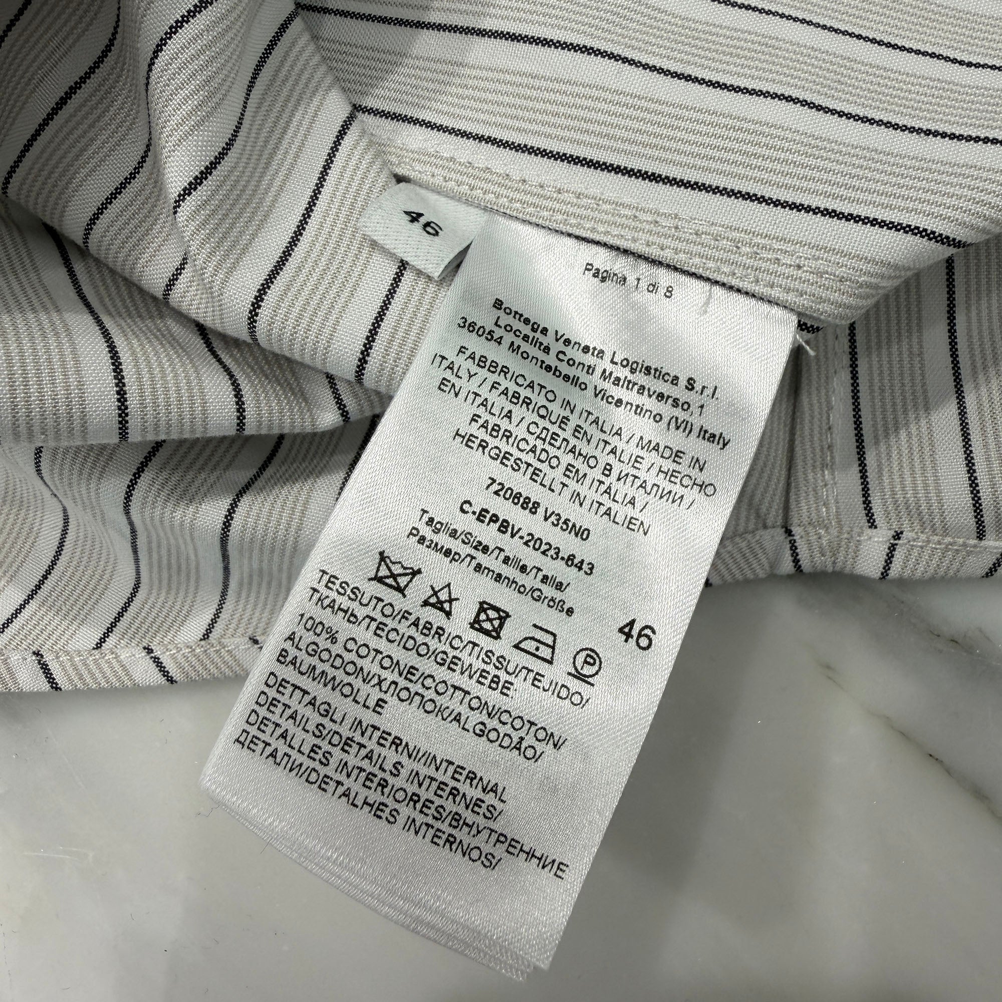 BOTTEGA VENETA Stripe Long Sleeve Shirt Size 46 ボッテガ・ヴェネタ ストライプ ロングスリーブシャツ サイズ46