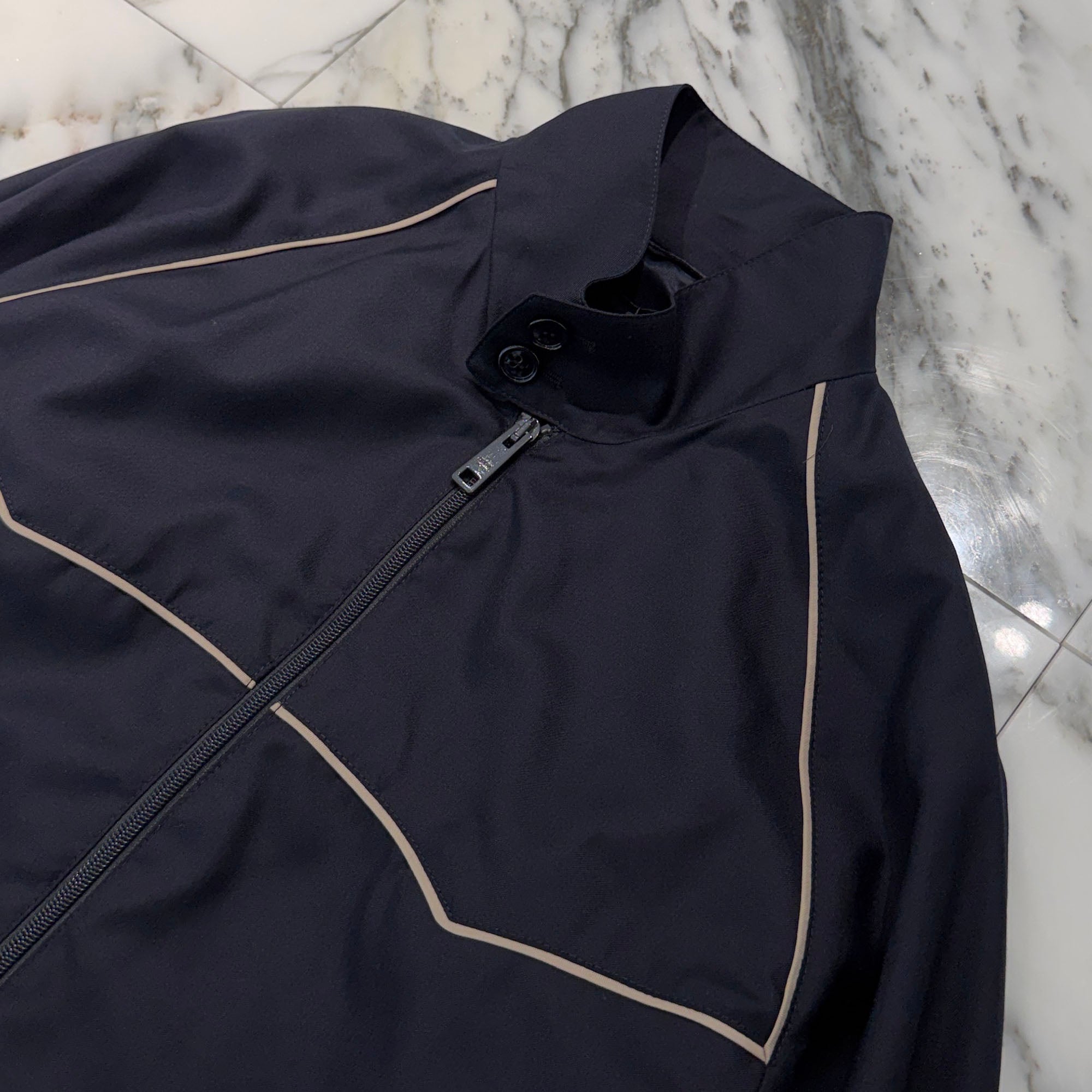 PRADA 2024SS Contrast Trim Wool Bomber Jacket SGC627 S000 170 Size 48 プラダ コントラスト トリム ウール ボンバージャケット サイズ48